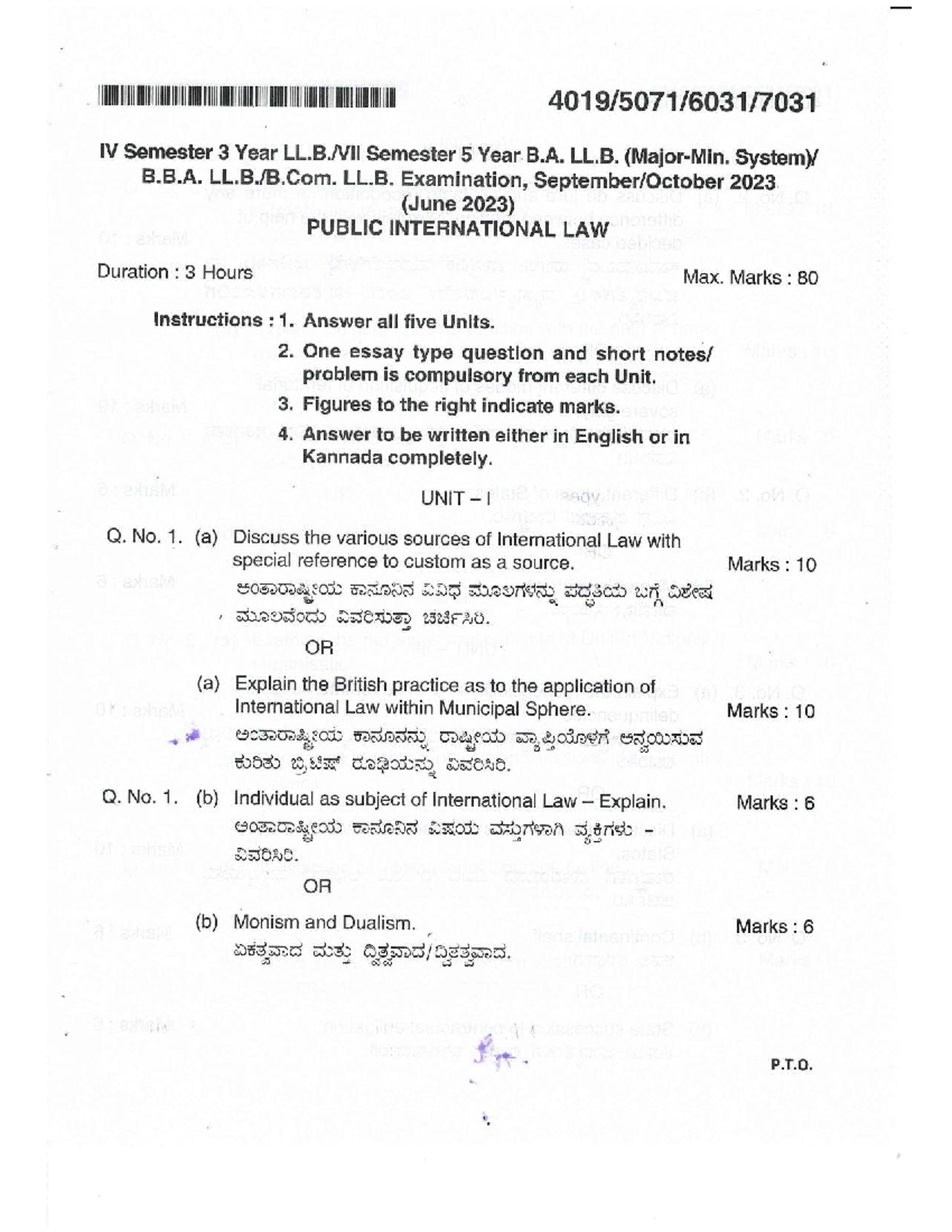 Public International Law Exam Notes - IV Sem B.A. LL.B. 2023 - Studocu