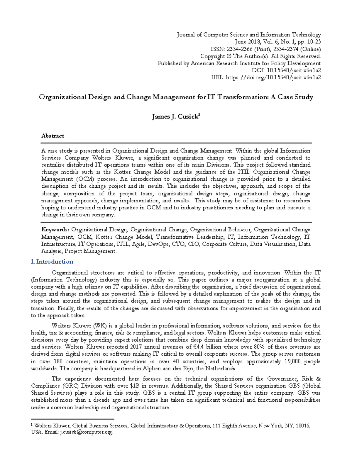 Organizational Design & Change Management in IT: A Case Study - Studocu