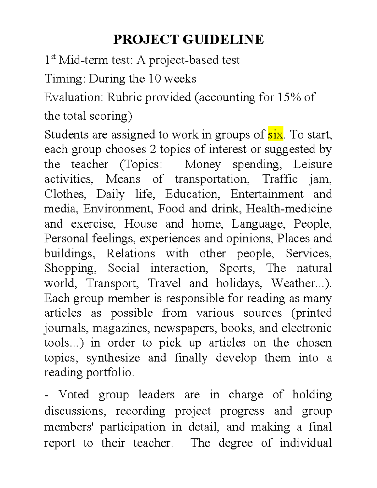 Midterm Project Guidelines - Group Work Overview and Requirements E3 ...