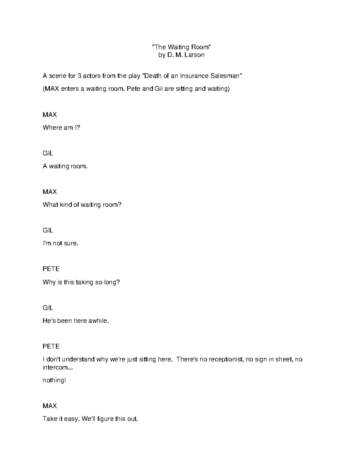 Waiting Room Scene Analysis from 'Death of an Insurance Salesman' - Studocu