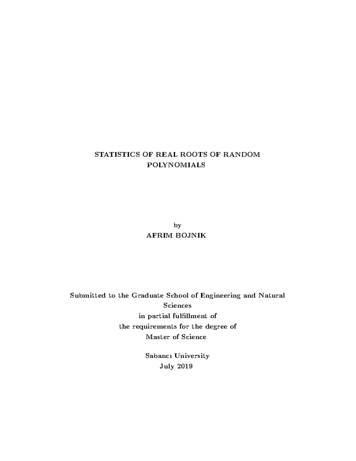 Random-polynomials - Probability - STATISTICS OF REAL ROOTS OF RANDOM ...