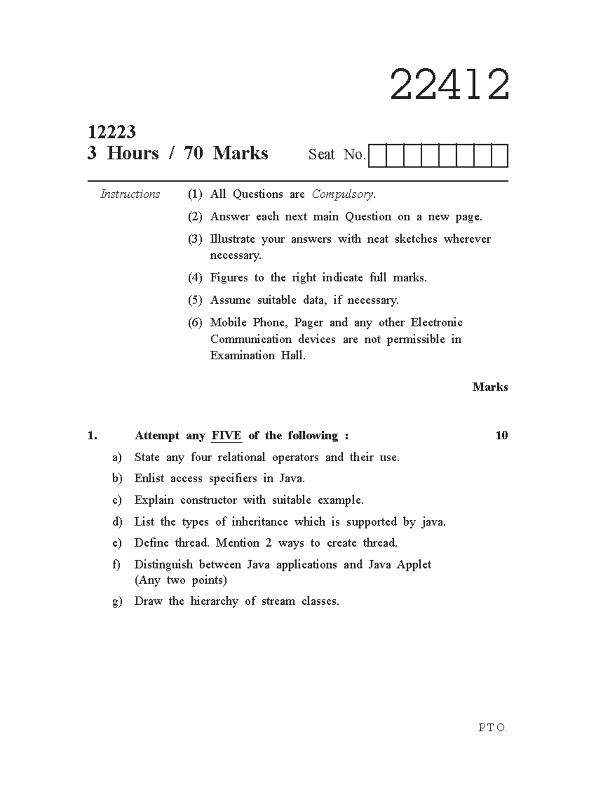 22412 Java Programming Final Exam - Winter 2022 Instructions ...