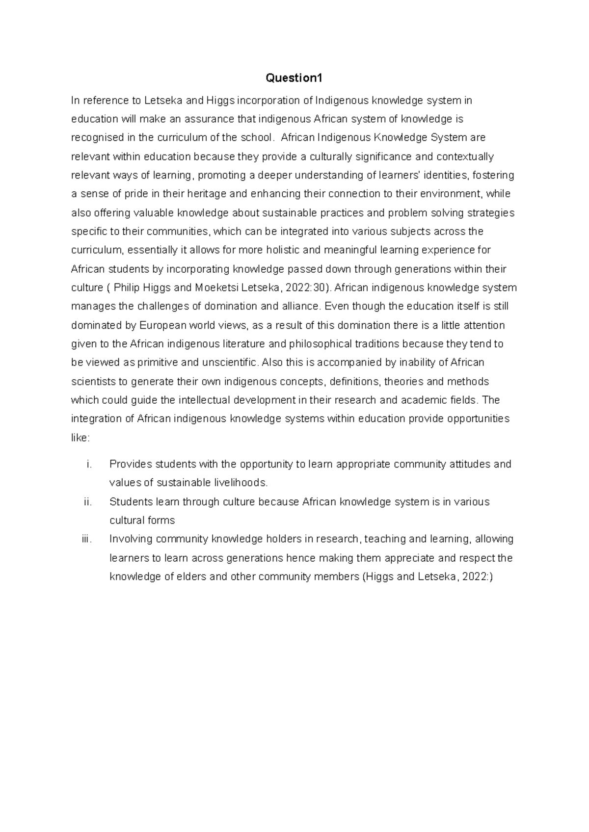 Incorporating Indigenous Knowledge in Education: Insights from Letseka ...