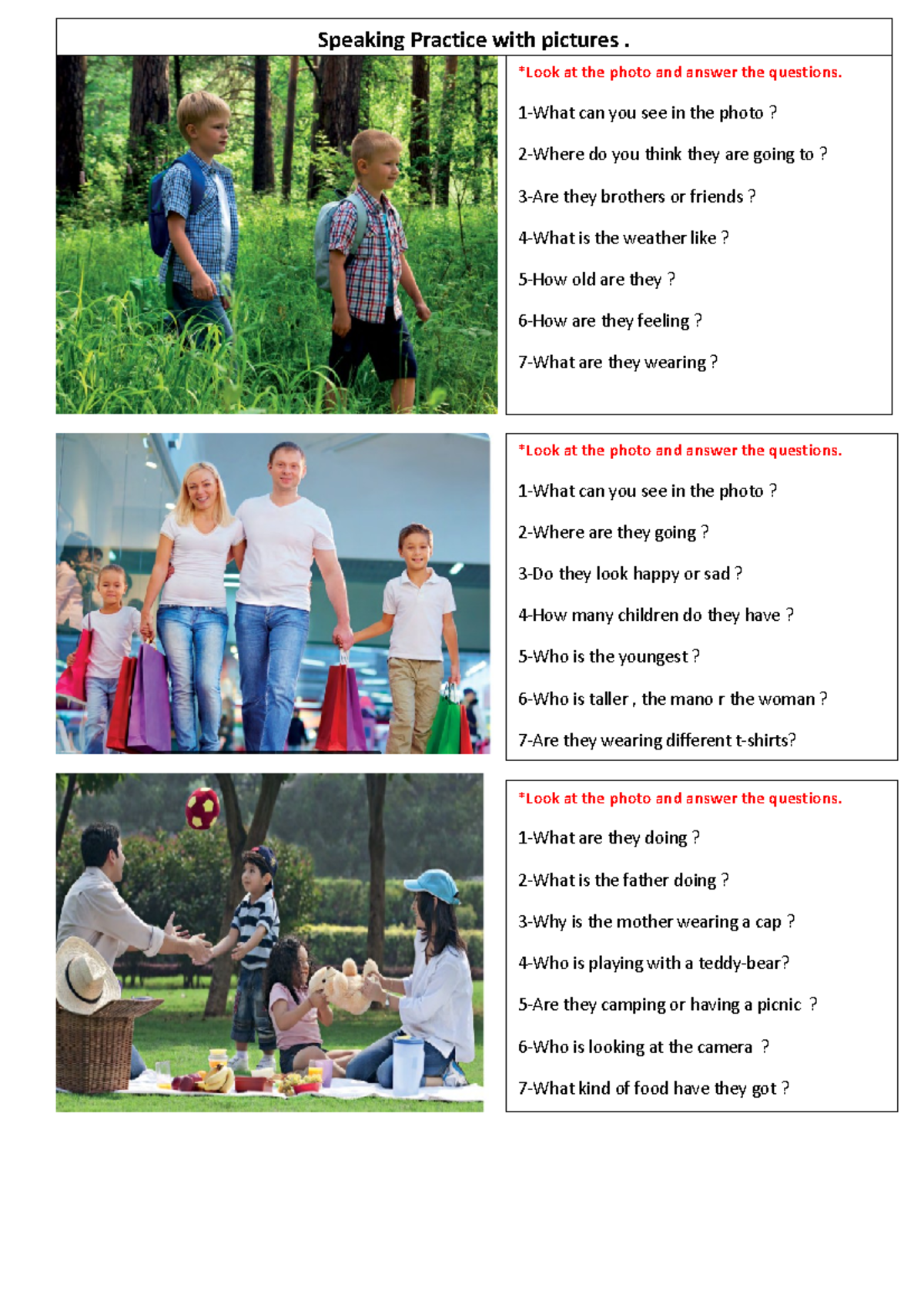 Speaking Practice with Pictures: Engaging Questions for Discussion ...