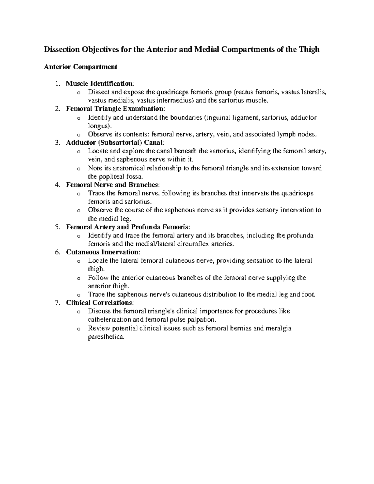 Dissection Objectives: Anterior & Medial Thigh Compartments (Anatomy ...