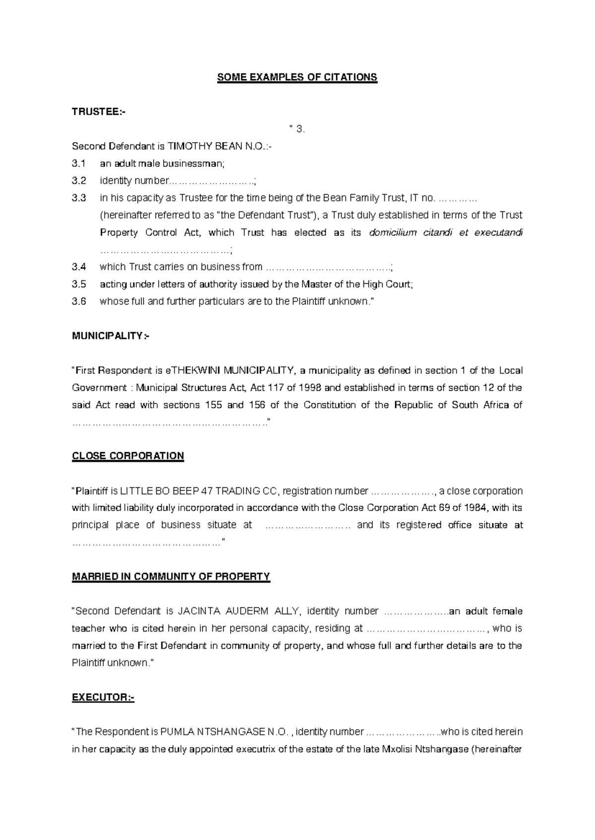 Examples of Citations in Legal Context: A Study Guide - Studocu