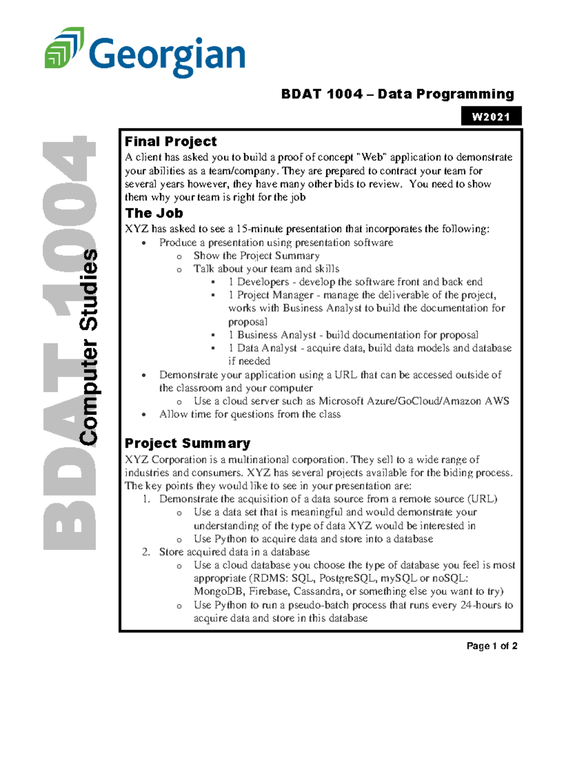 Final Group Project - BDAT 1004 – Data Programming Page 1 of 2 W 2021 ...