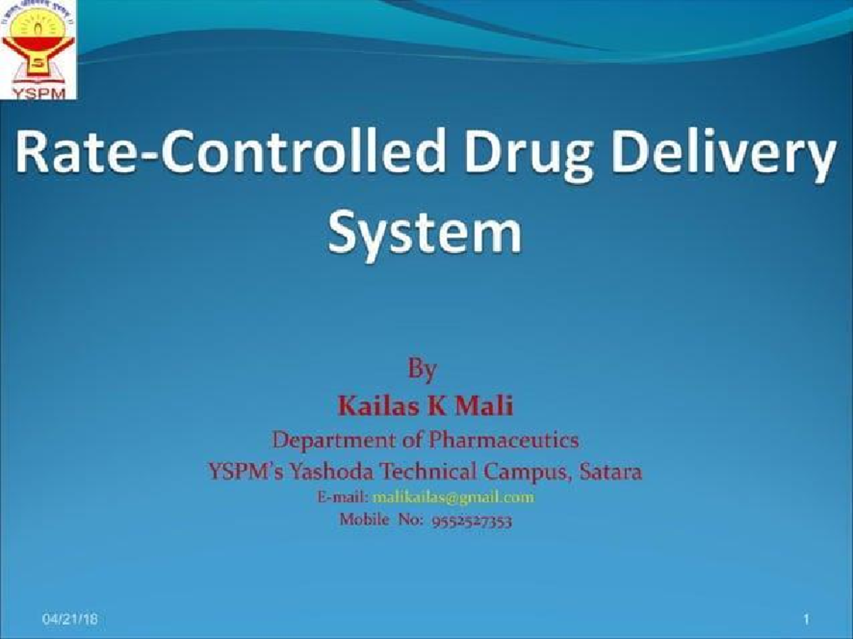 2 STATE YSPM Drug Delivery Systems: Overview and Classifications - Studocu