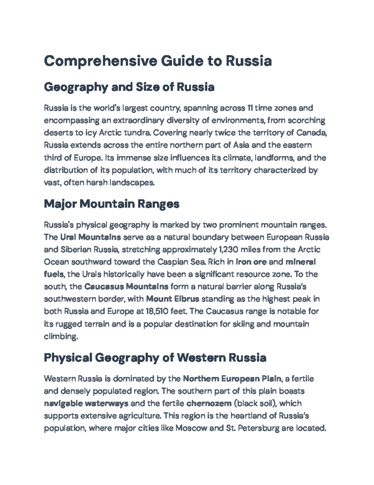 Comprehensive Overview of Russia's Geography and Environmental Issues ...