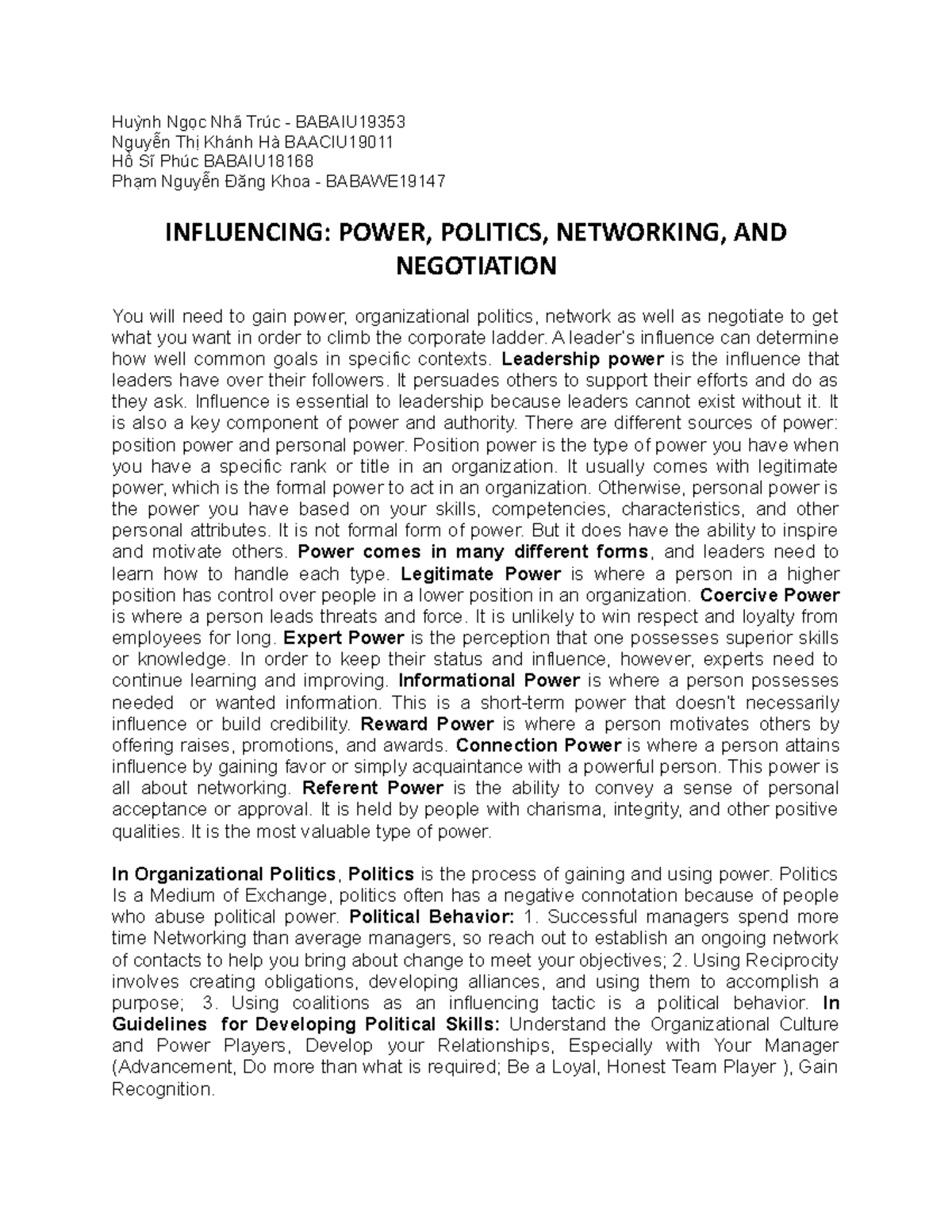 Summary of Chapter 5: Power, Politics, and Networking Insights - Studocu