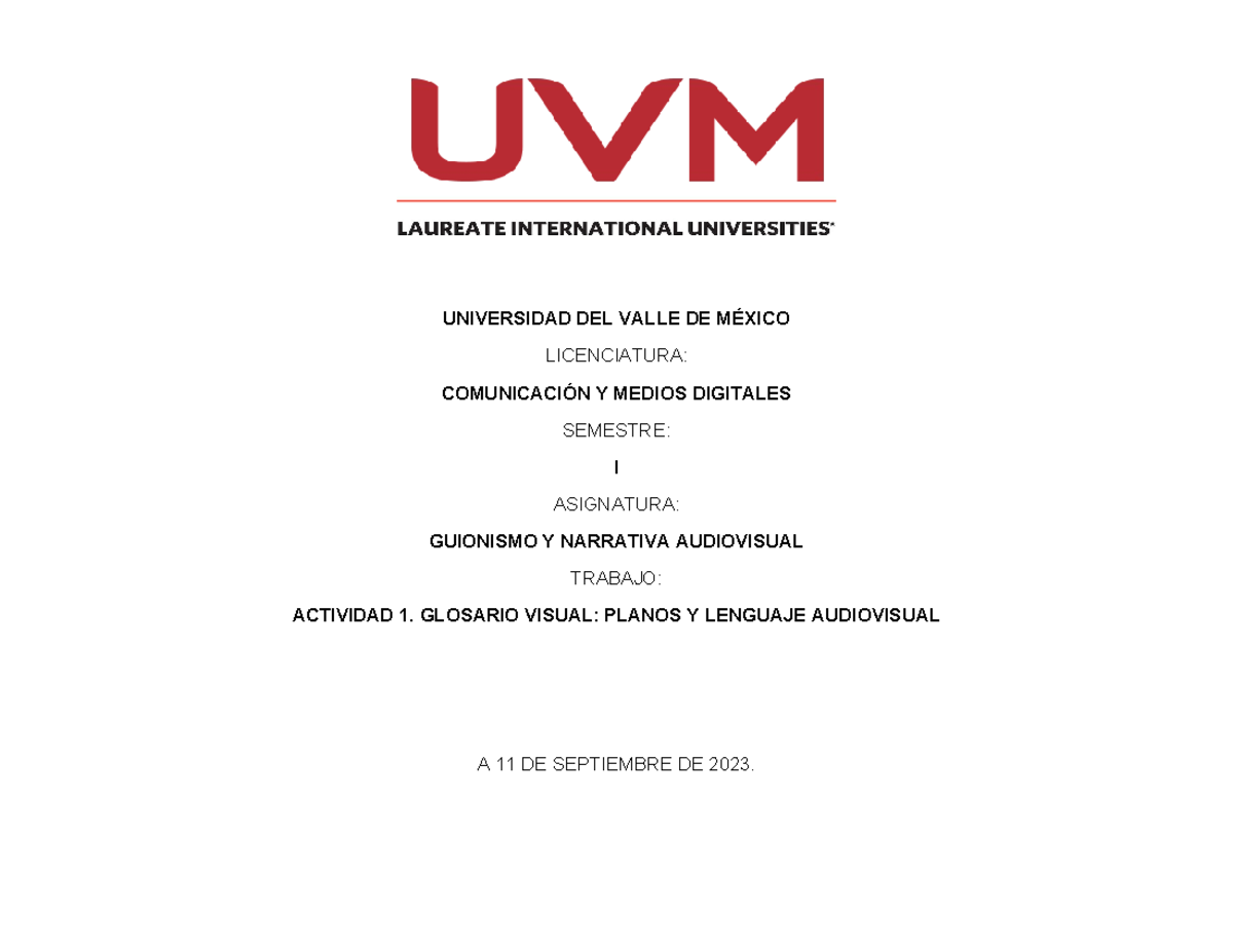 a1. Glosario visual - UNIVERSIDAD DEL VALLE DE MÉXICO LICENCIATURA ...