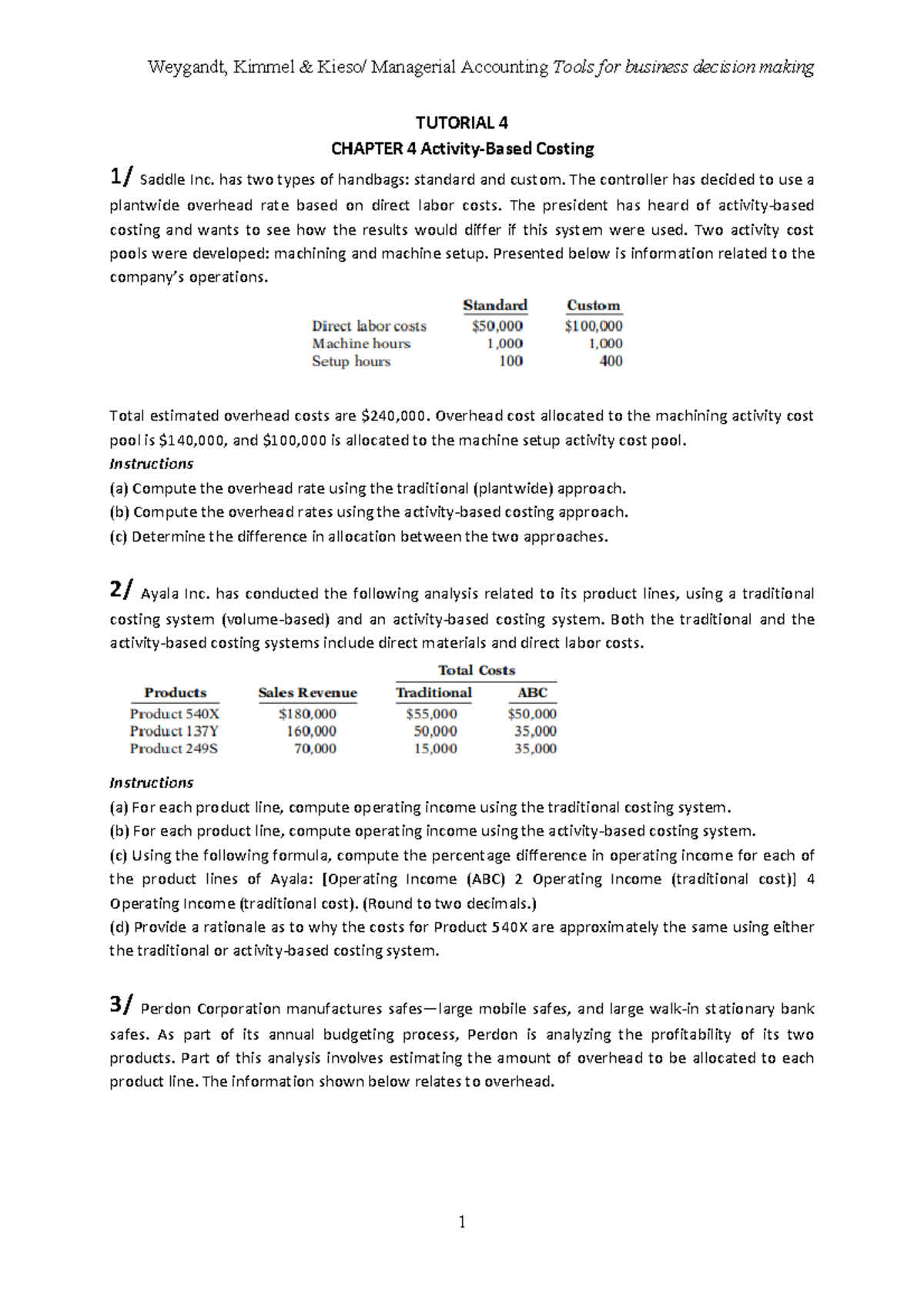 Activity-Based Costing Tutorial 4: Detailed Analysis and Comparison ...