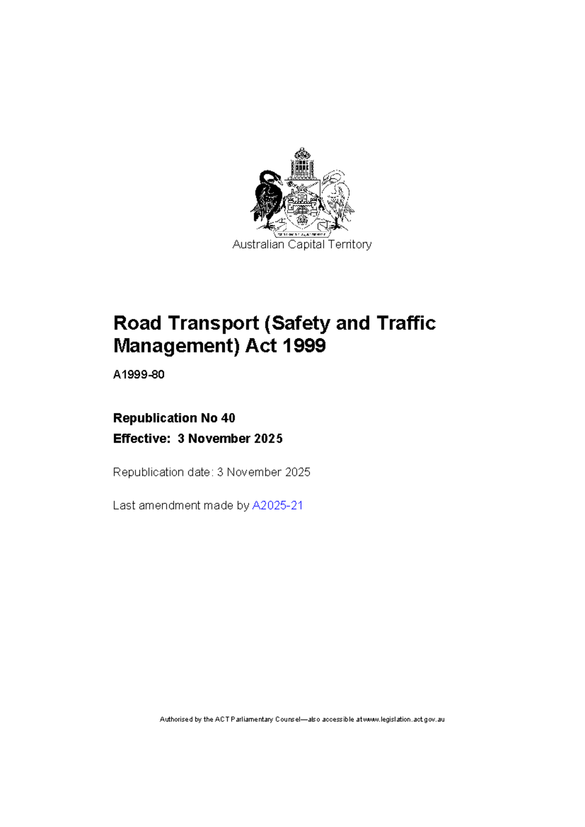 R40 Road Transport (Safety and Traffic Management) Act - Effective 3 ...