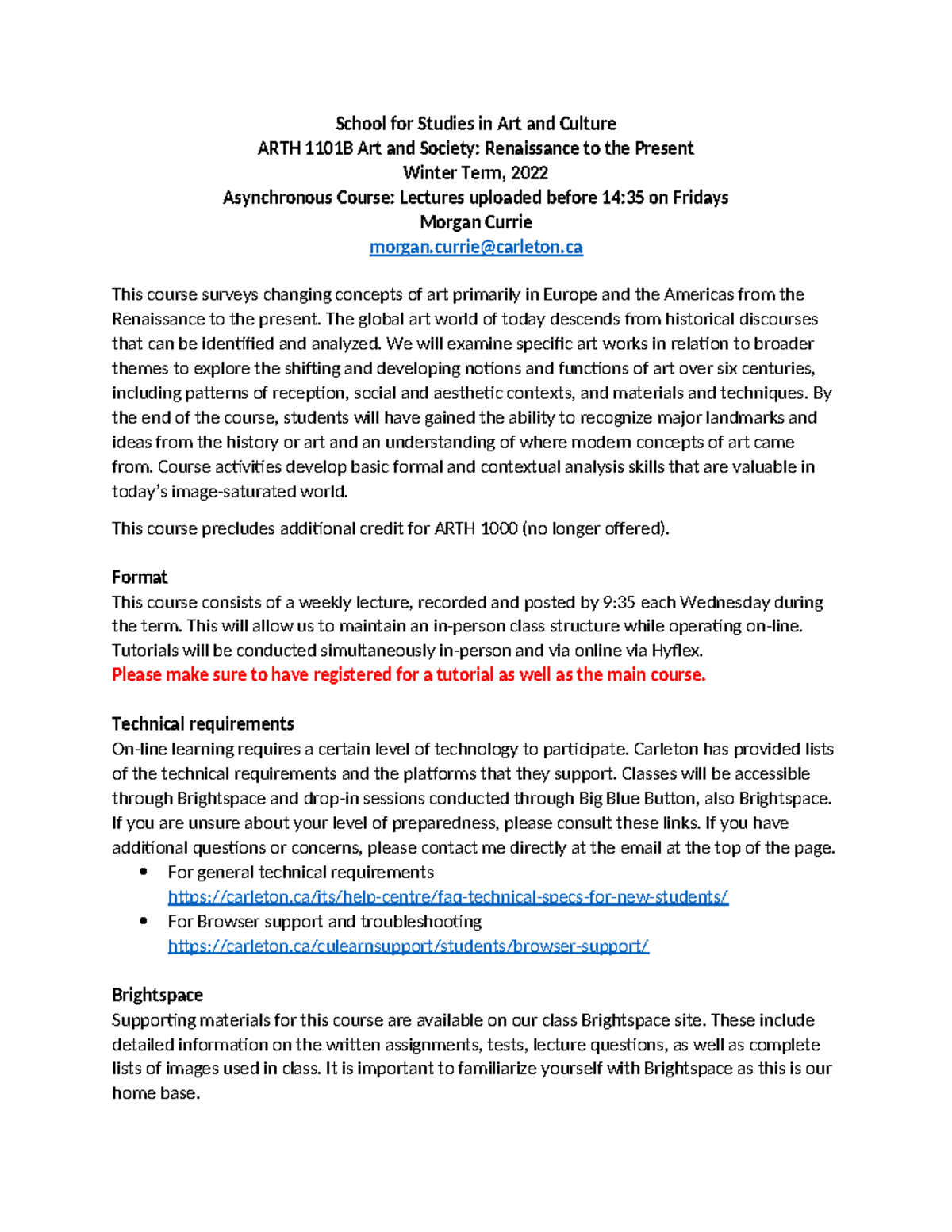 ARTH 1101B Syllabus: Art and Society from Renaissance to Present - Studocu
