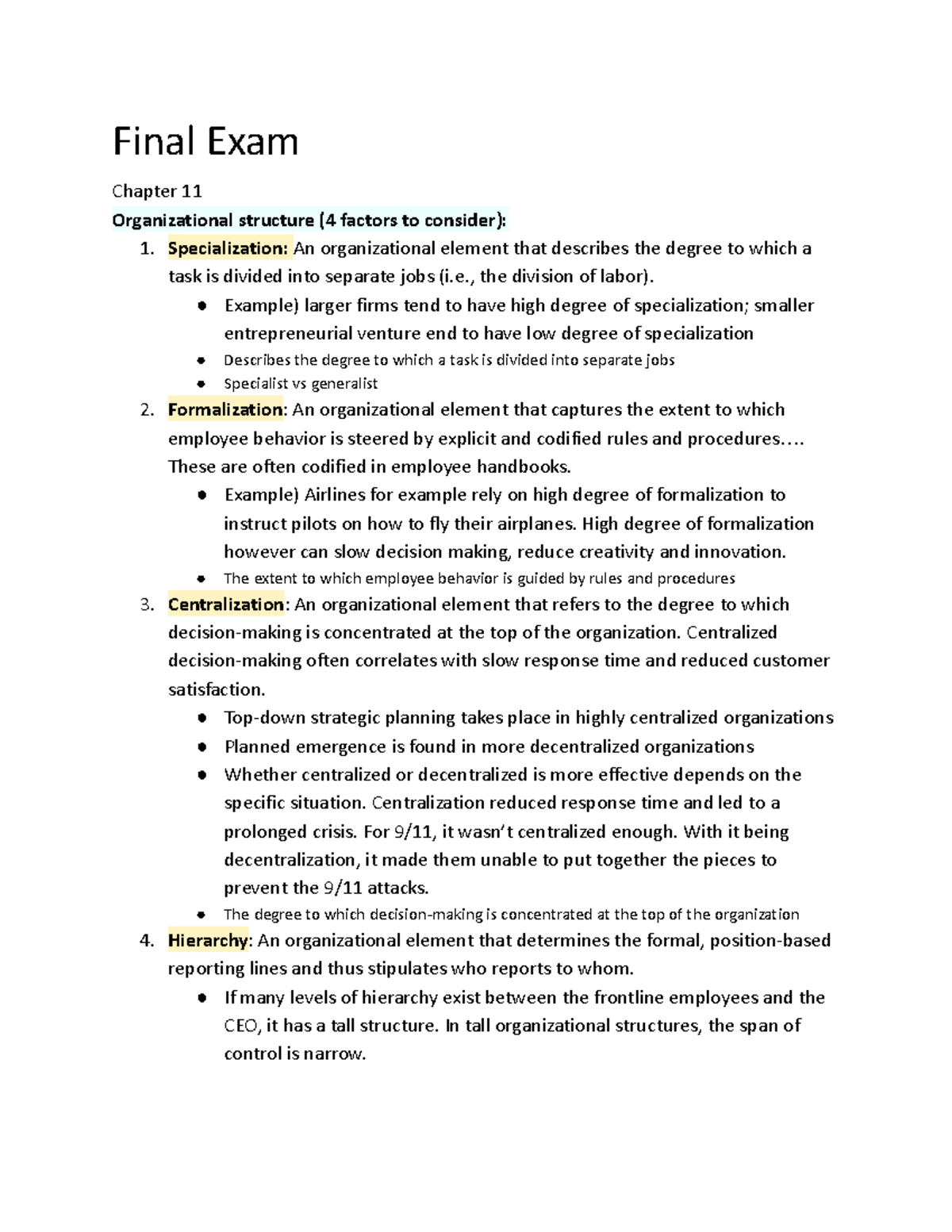 Final Exam Notes: Strategic Management (MGMT 101) - Chapter Overview ...