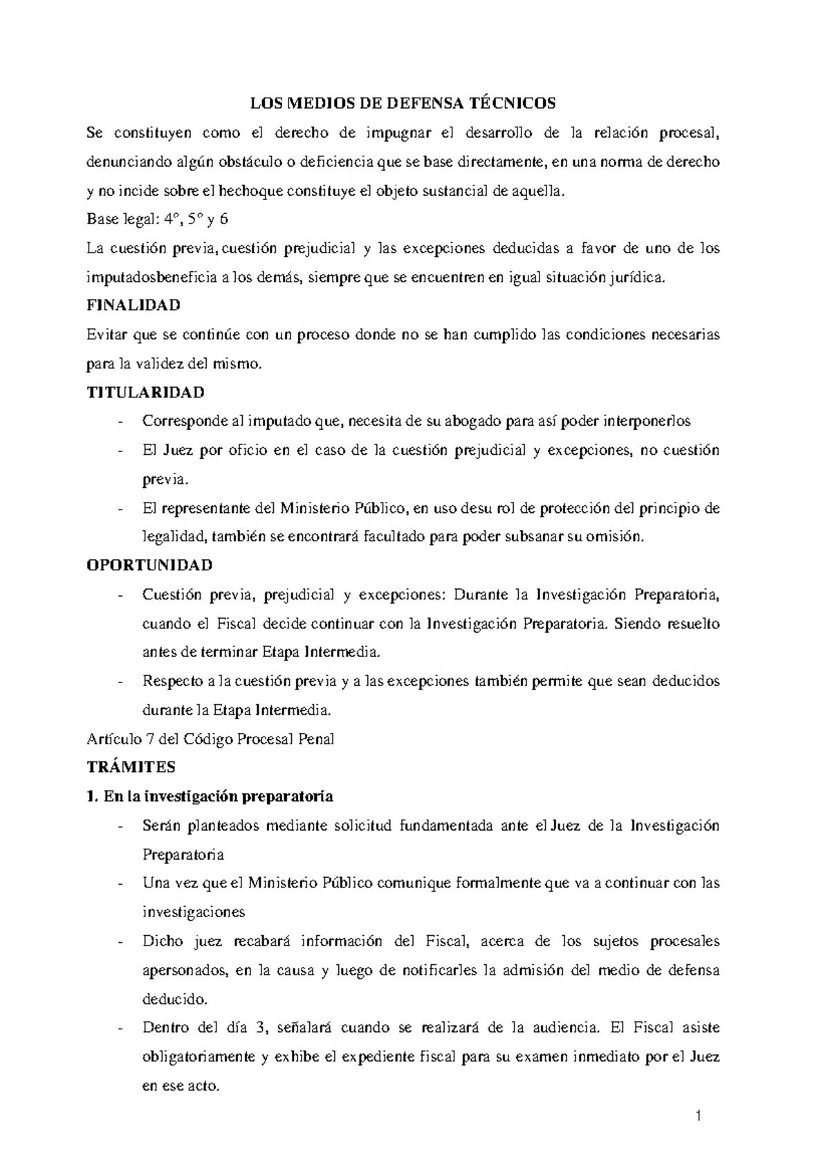 Medios de Defensa Técnicos en el Proceso Penal - Cláusulas y Efectos ...