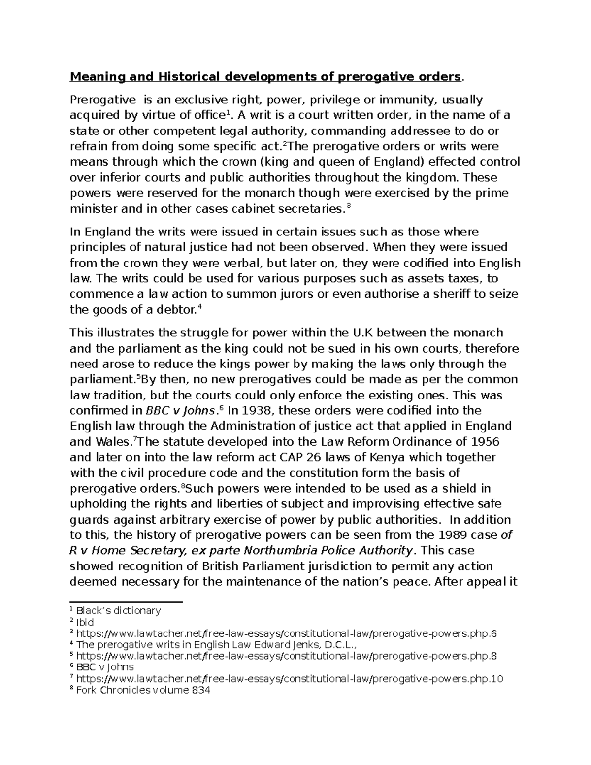 Prerogative Orders: Historical Developments and Legal Significance ...
