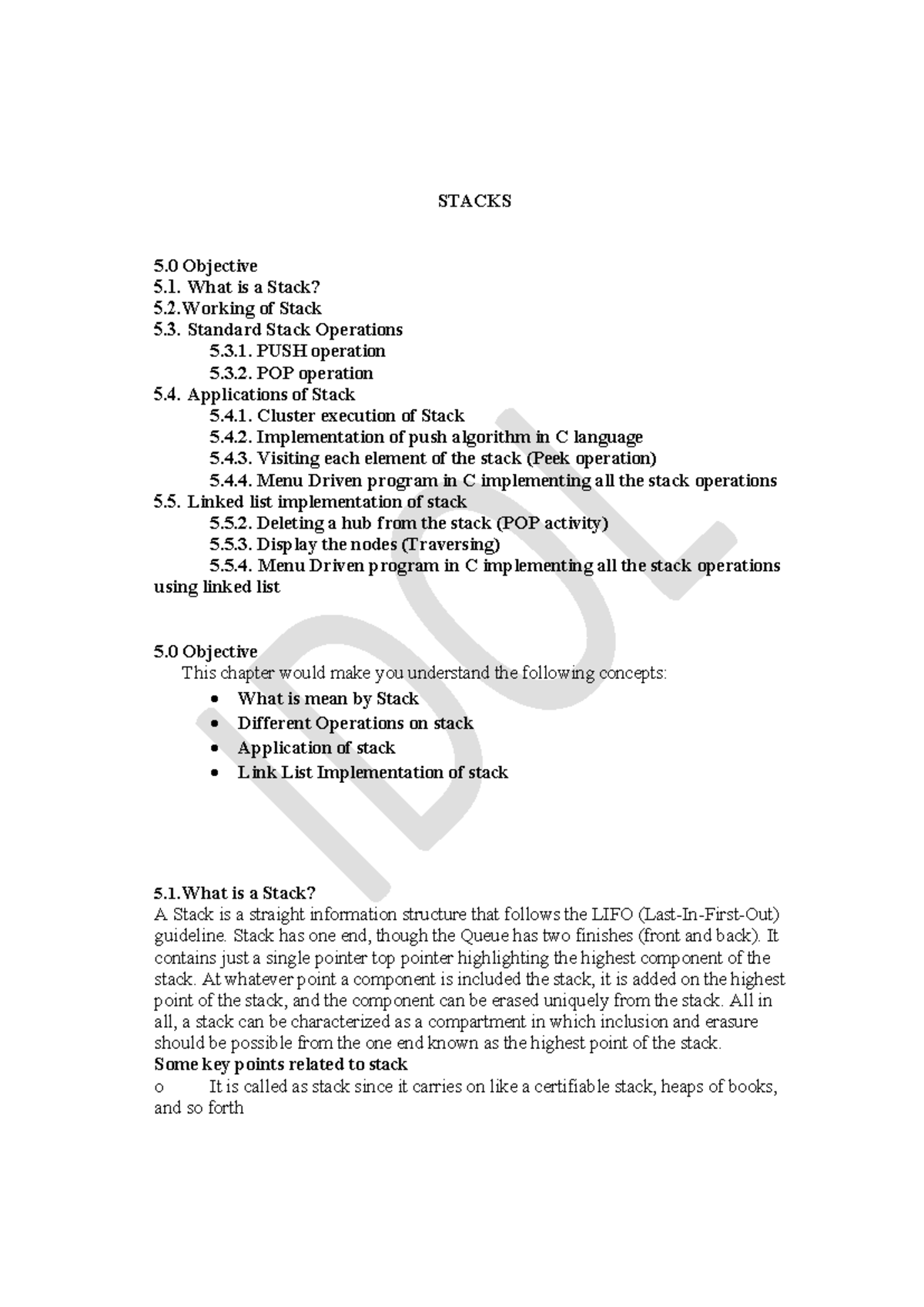 Stacks operations - STACKS 5 Objective 5. What is a Stack? 5. Working ...