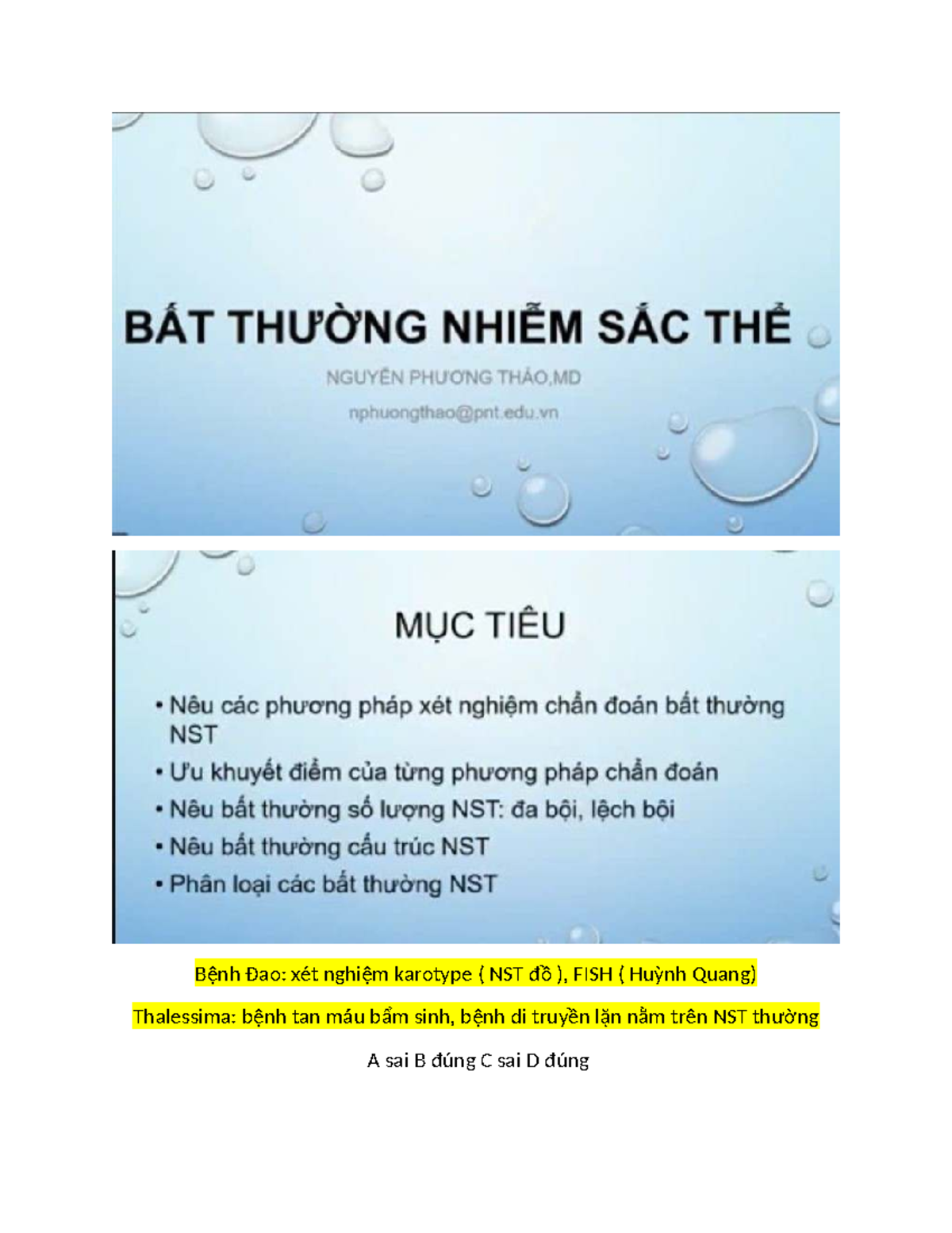BỆNH LÝ NHIỄM SẮC THỂ: Xét Nghiệm Karyotype và FISH (Thalassemia) - Document Preview