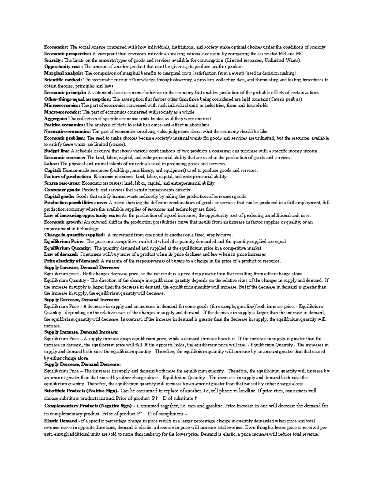 Econ 101: Comprehensive cheat sheet for key economic concepts - Studocu