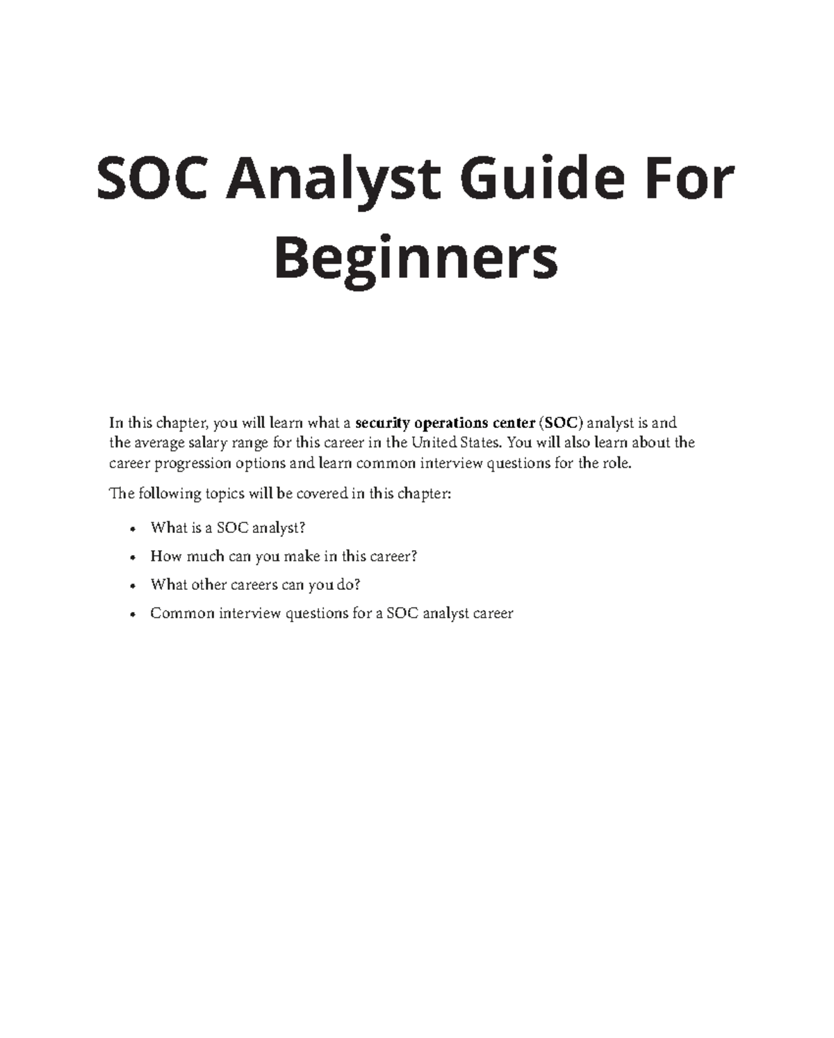 SOC Analyst - Nice notes - In this chapter, you will learn what a ...