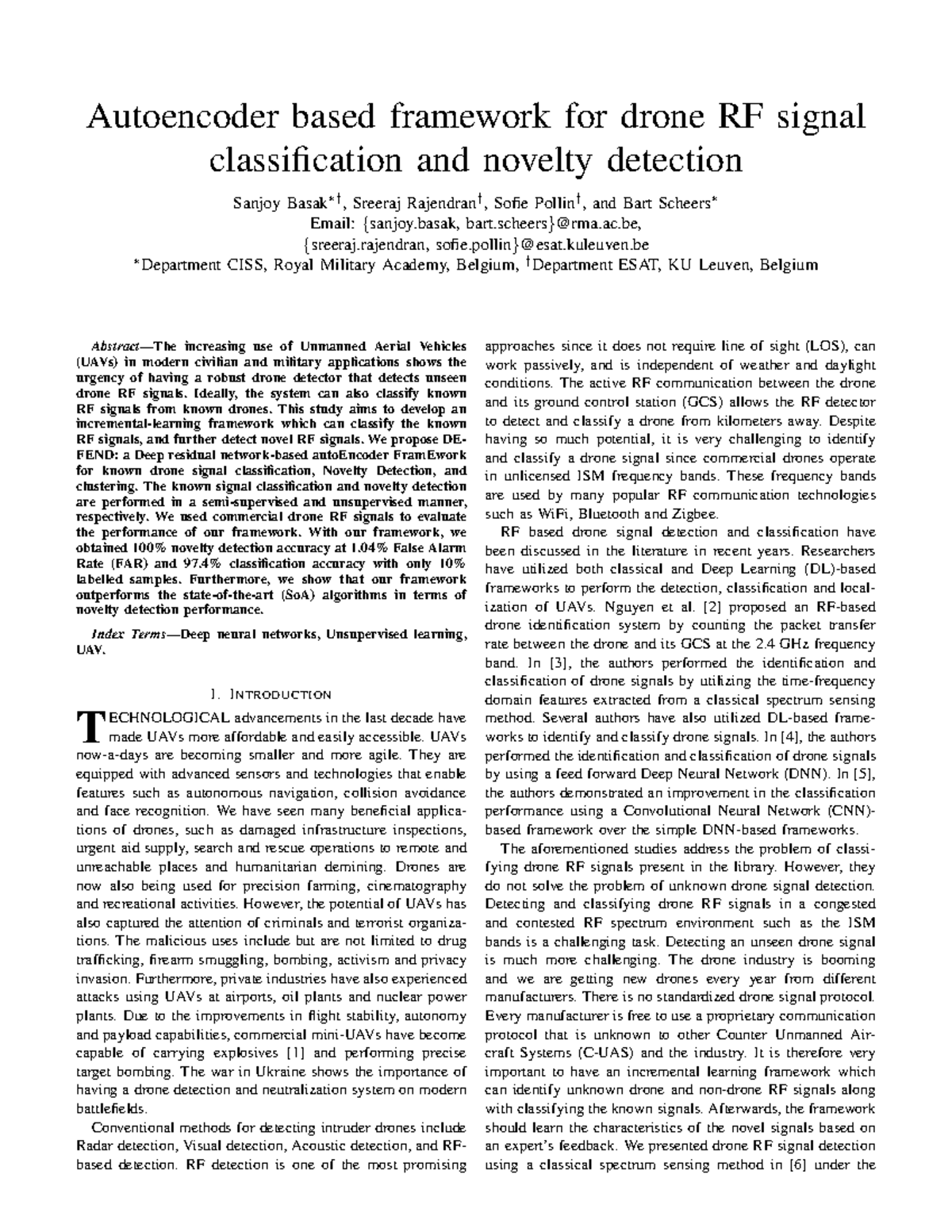DEFEND: Autoencoder Framework for Drone RF Signal Classification and ...
