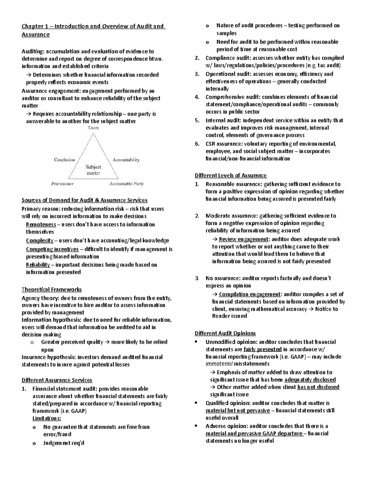Audit 1 Notes: Textbook & Lecture Insights on Audit Principles - Studocu
