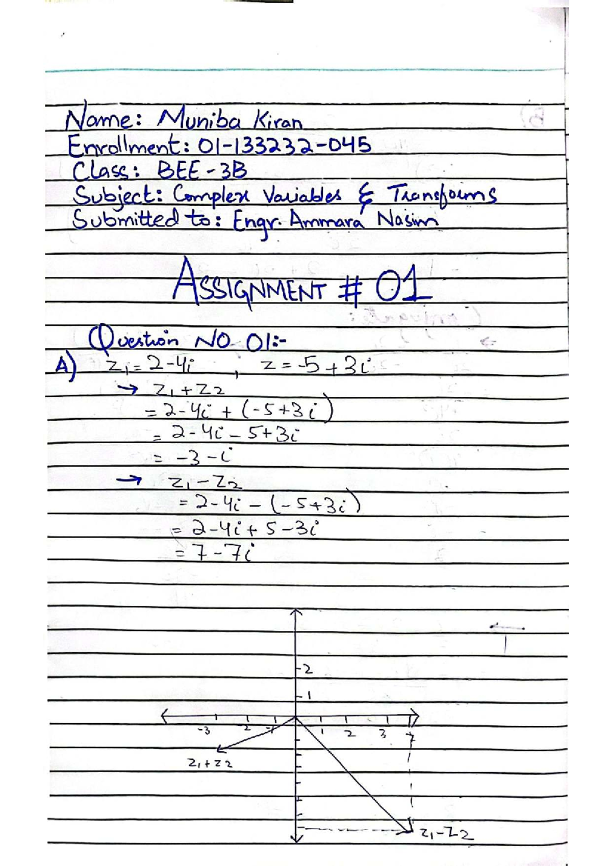 BEE 01: Complex Variables Transforms Assignment 01 Guide - Studocu