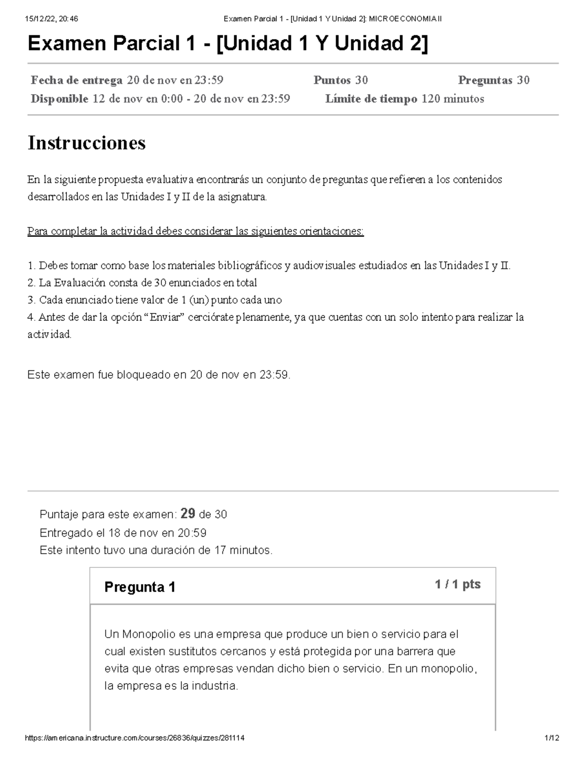 Examen Parcial 1 - Microeconomía II: Unidades I y II - Studocu