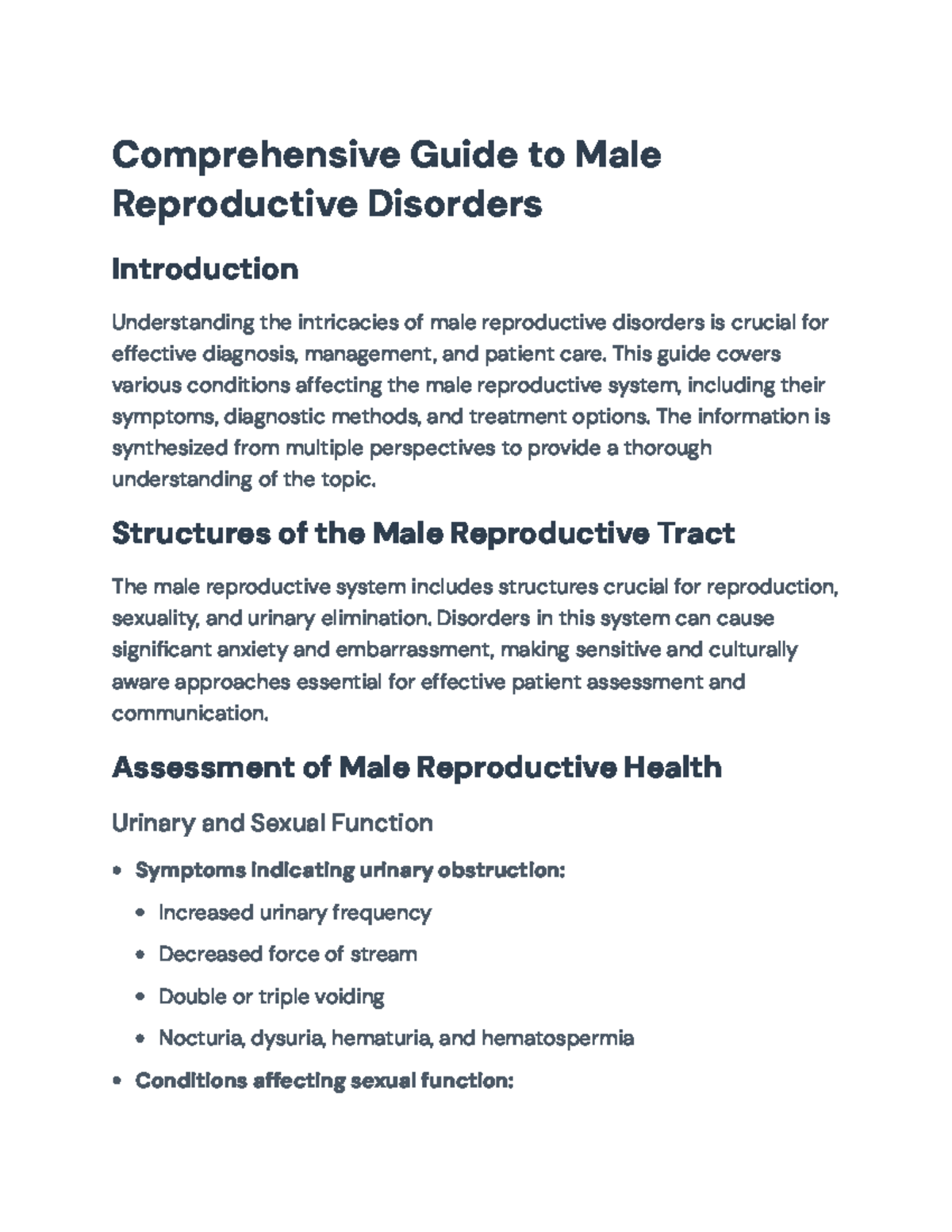 Comprehensive Guide to Male Reproductive Disorders - Course Code: MHR ...