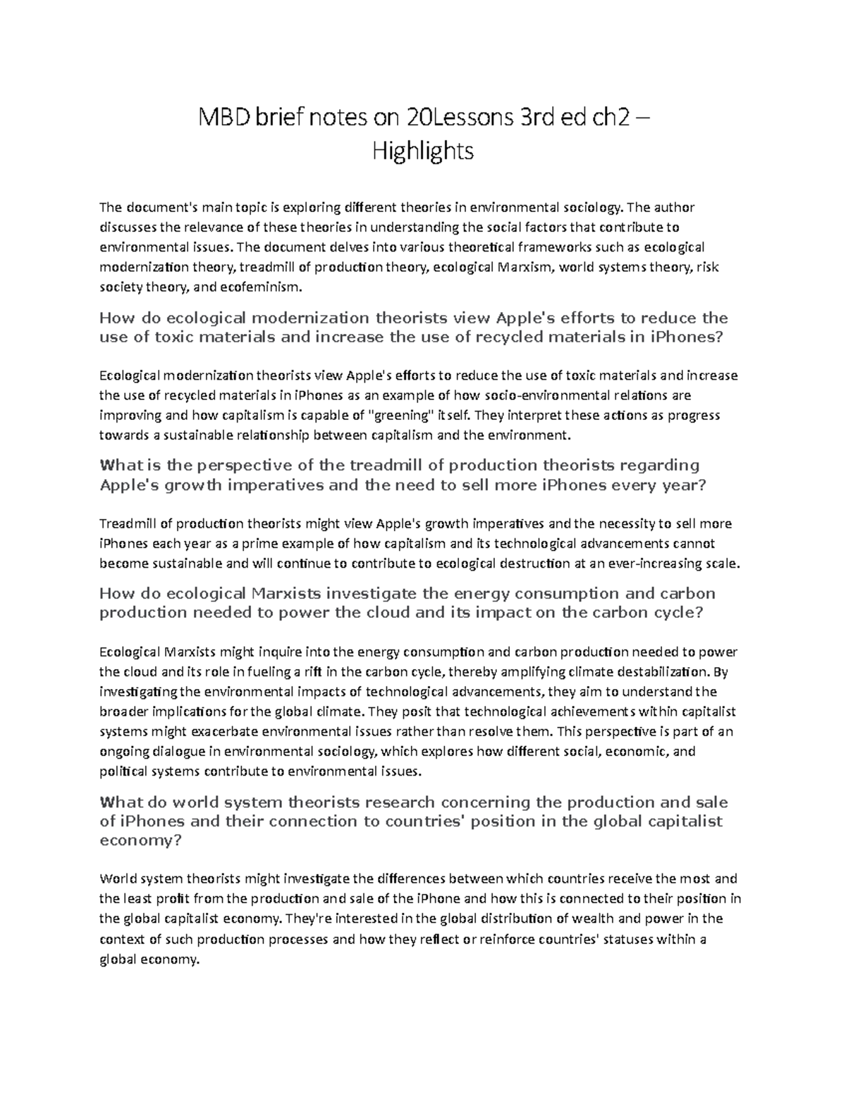 MBD brief notes on 20Lessons 3rd ed ch2 - highlights - MBD brief notes ...