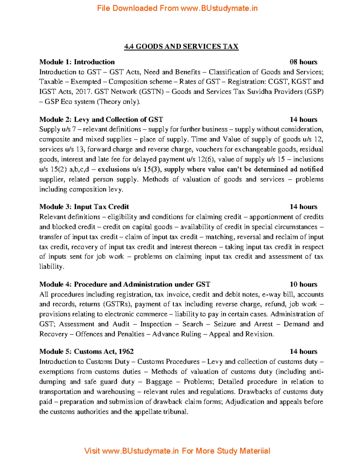 GST - Question Paper 2024 for IV Semester B. Degree Exam. - Studocu