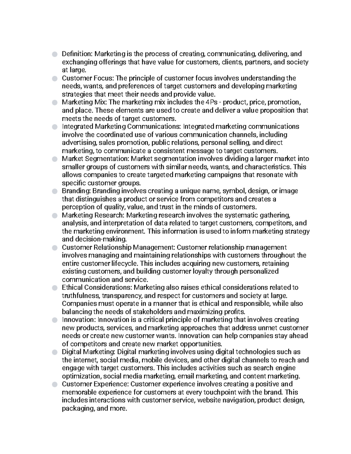 MKT 101: Comprehensive Principles of Marketing Notes - Studocu