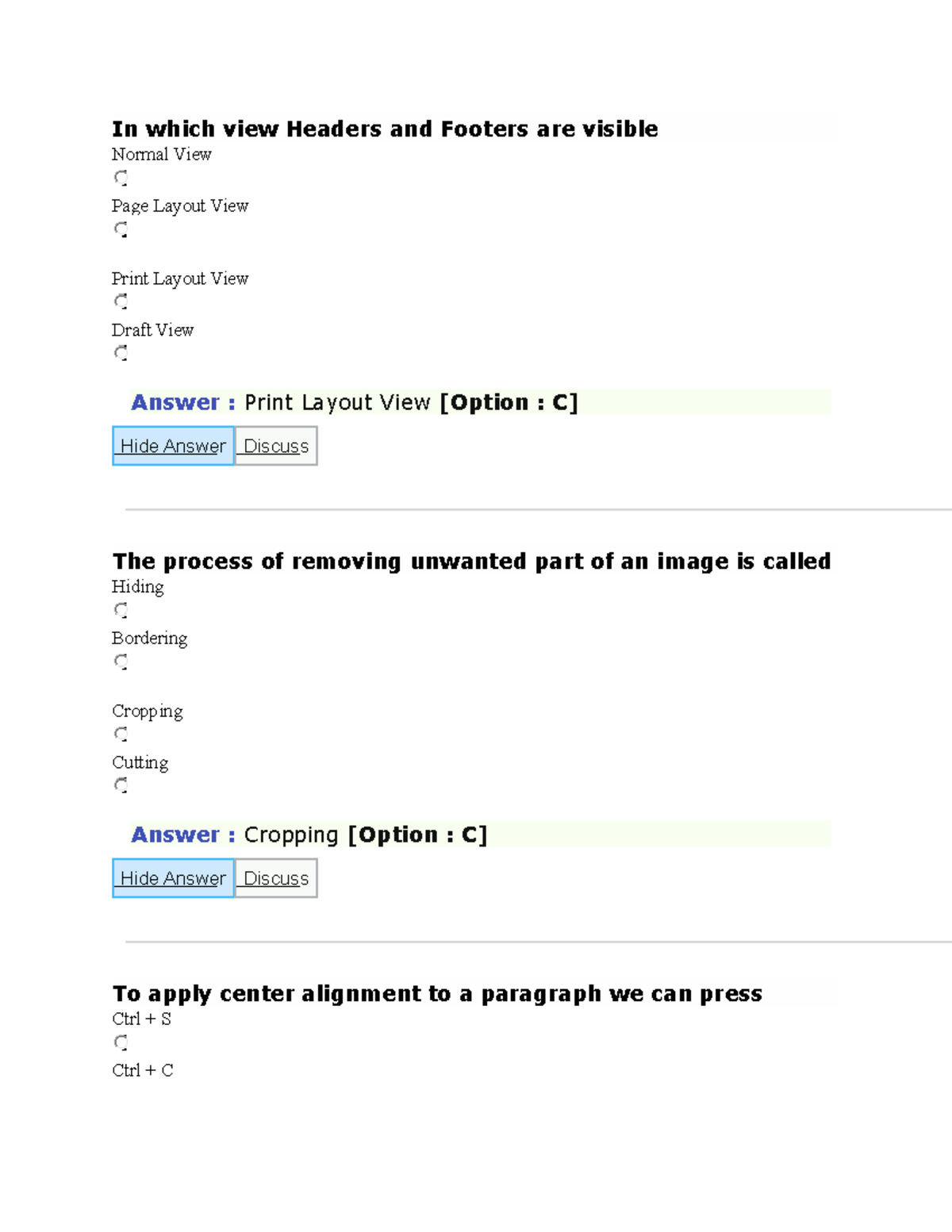 Computer - In which view Headers and Footers are visible Normal View ...