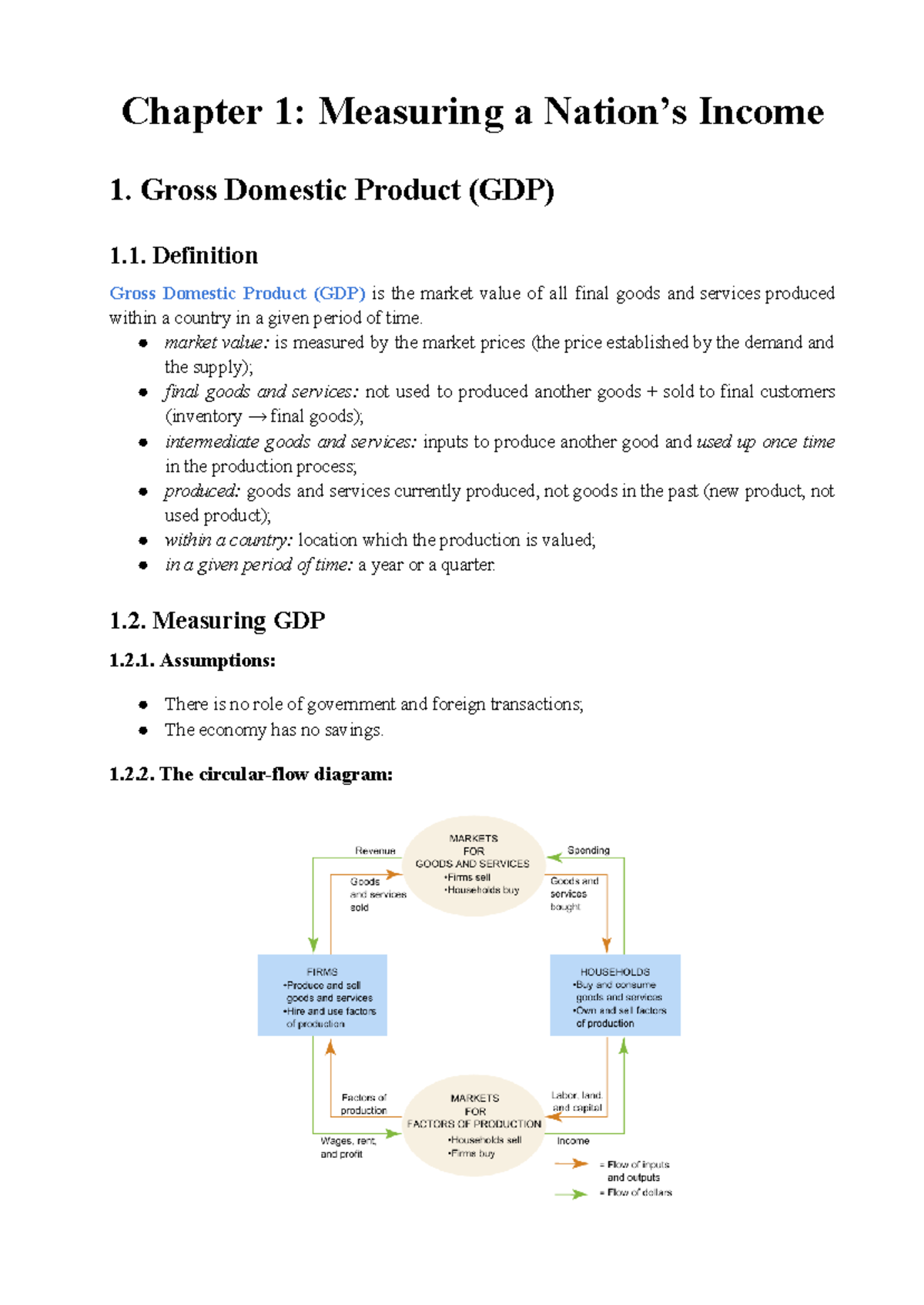 [Macro] Chapter 1: Understanding National Income Measurement - Studocu