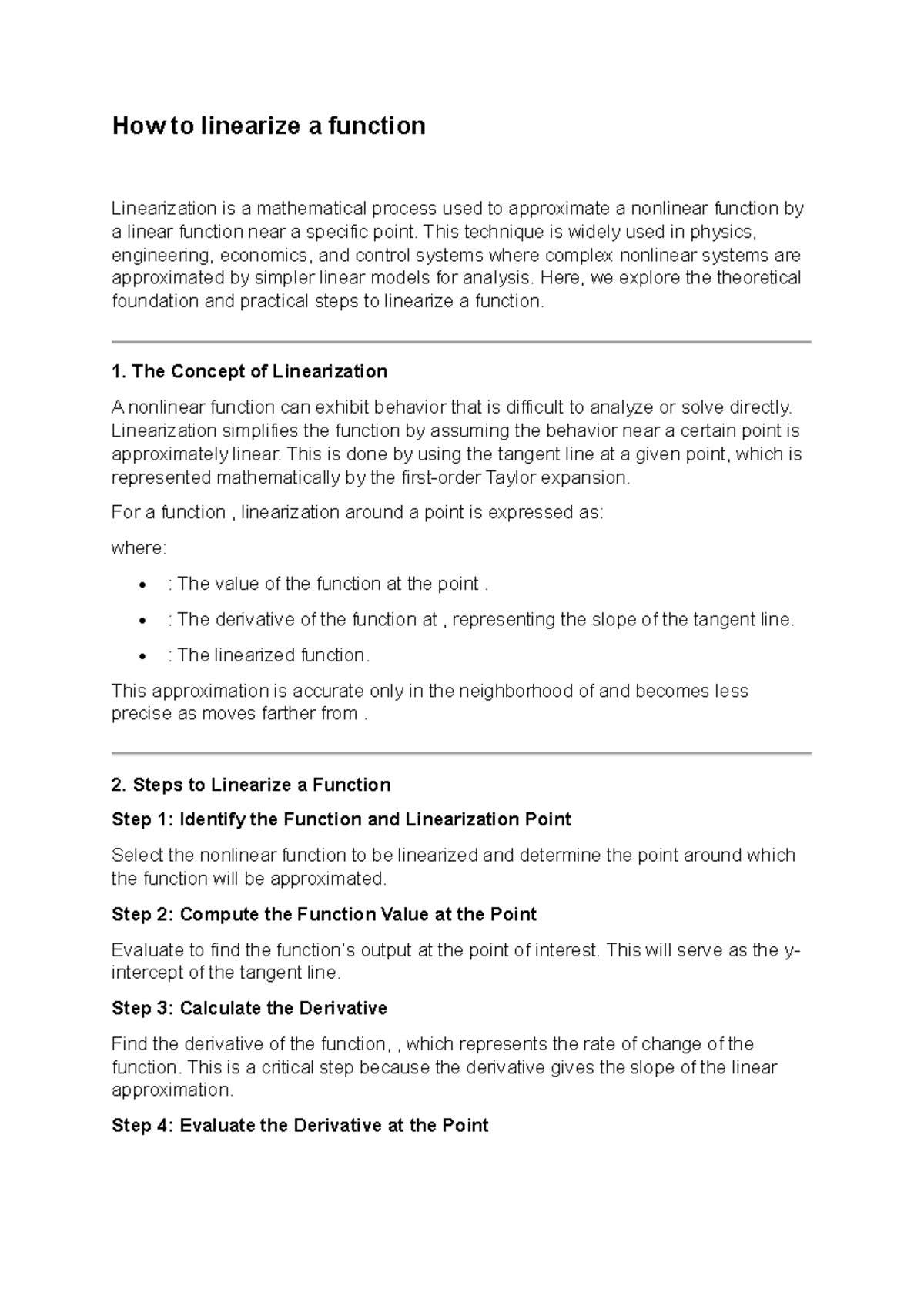 Linearization of Nonlinear Functions: A Practical Guide to ...