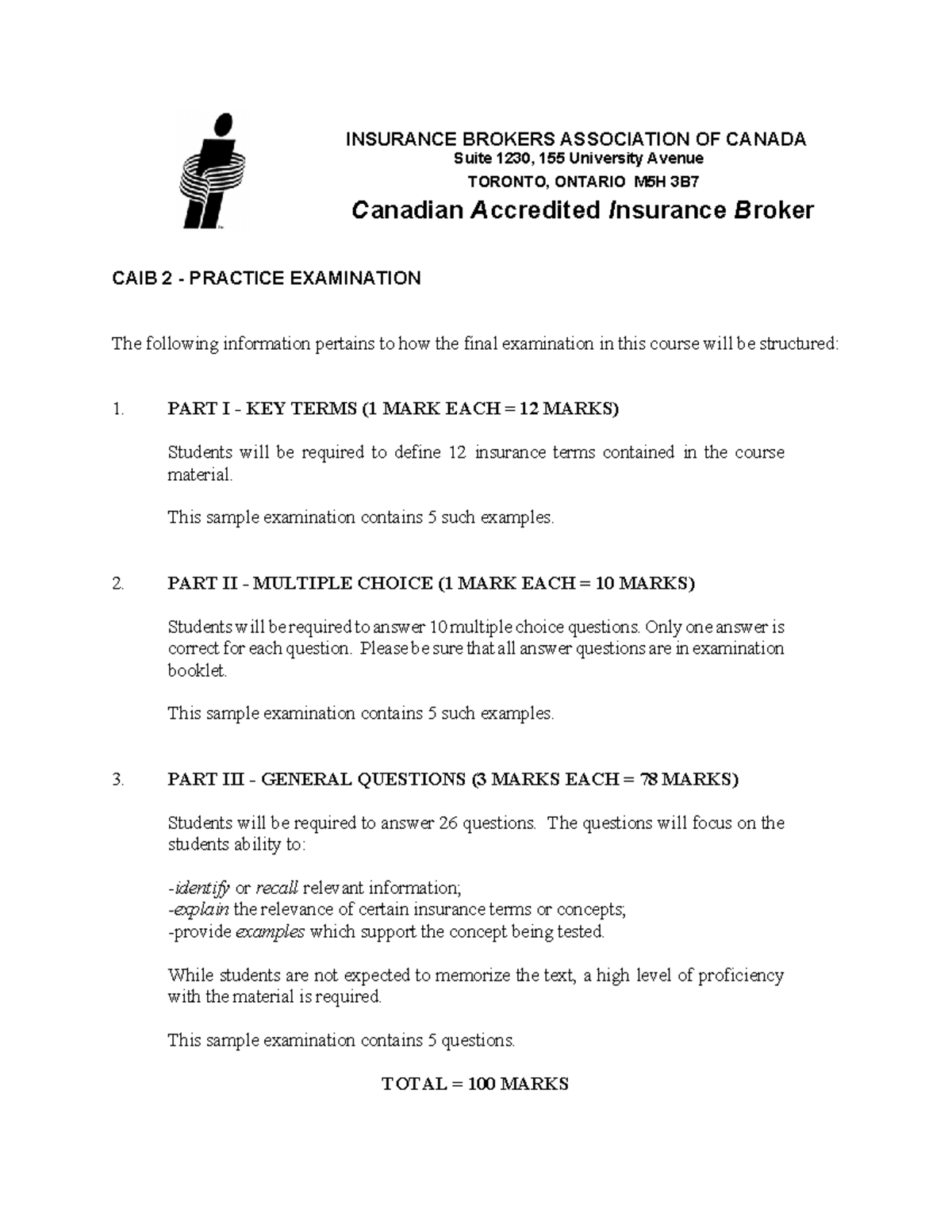 CAIB 2 Final Exam Practice: Insurance Terms & Questions - Studocu