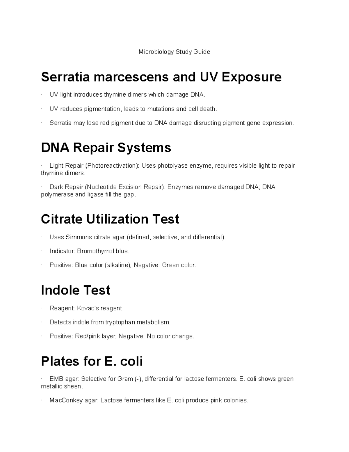 Microbiology Study Guide: Key Concepts & Tests for Bacteria (BIO 101 ...