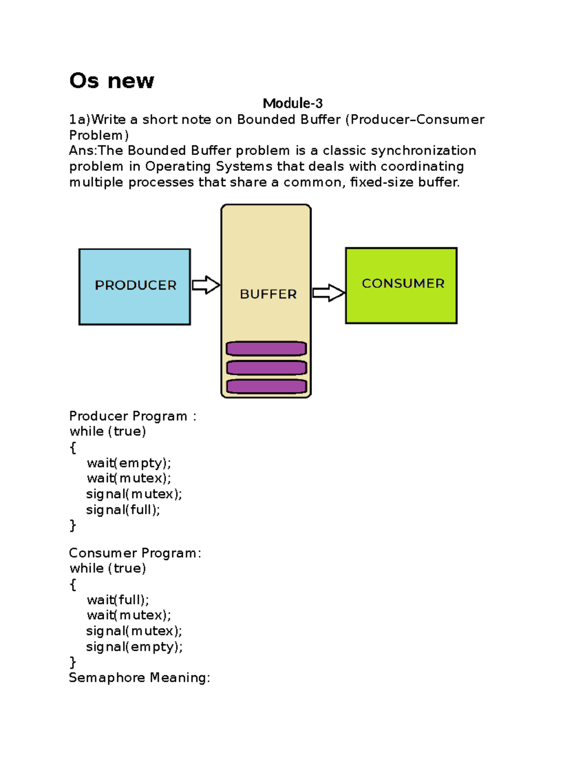 OS 1A: Bounded Buffer Problem & Virtual Memory Notes - Studocu
