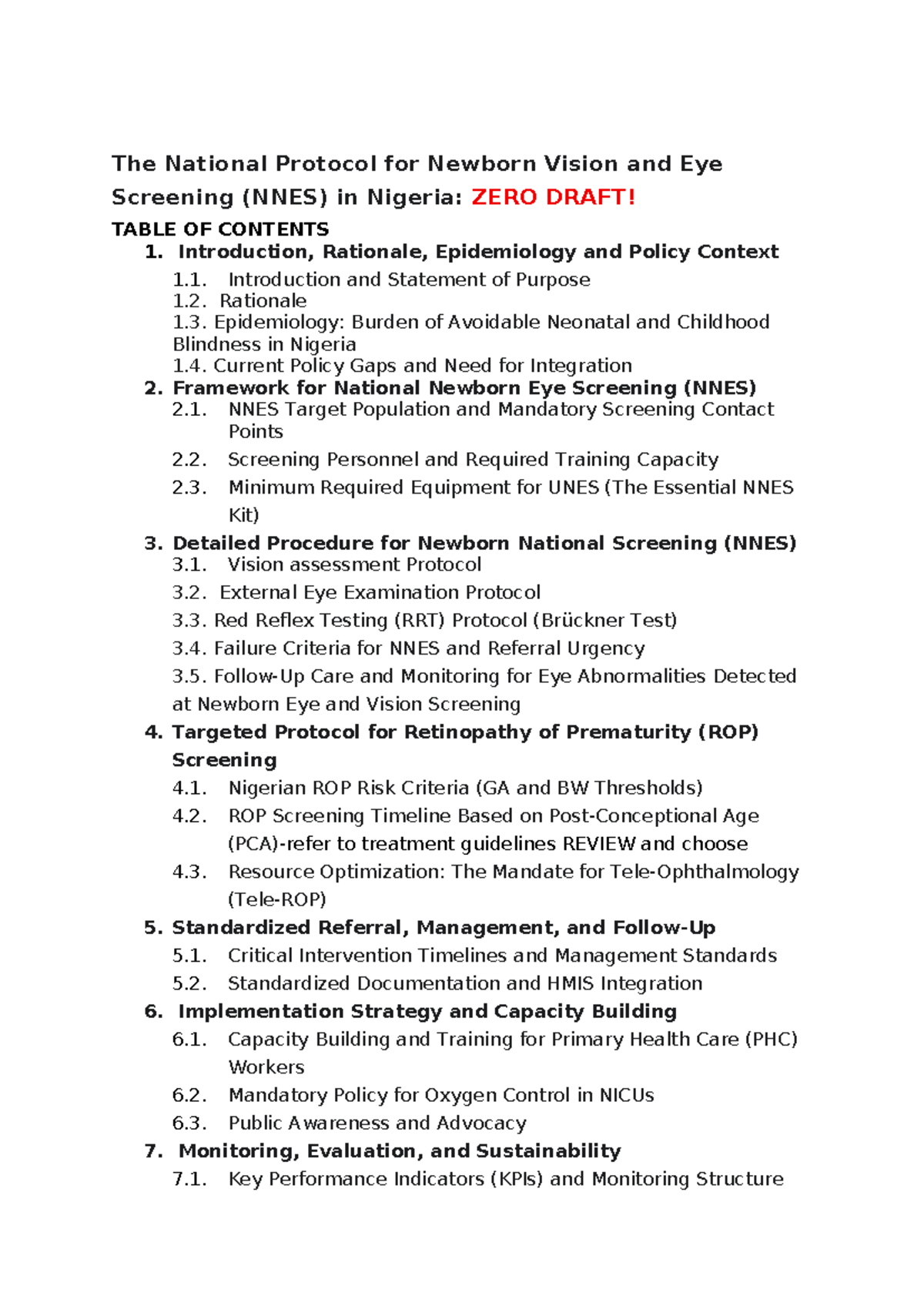 National Protocol for Newborn Vision & Eye Screening (NNES) in Nigeria ...