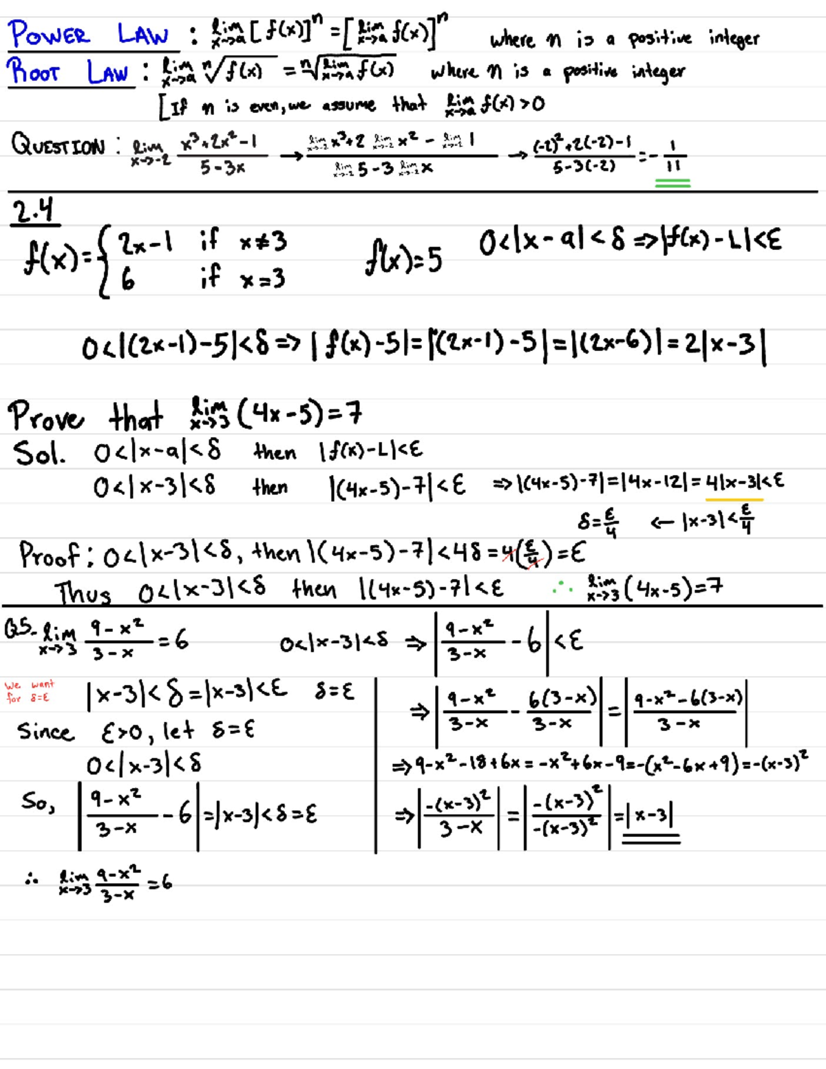 Practice Notes 3: Power and Root Laws in Limits - Studocu
