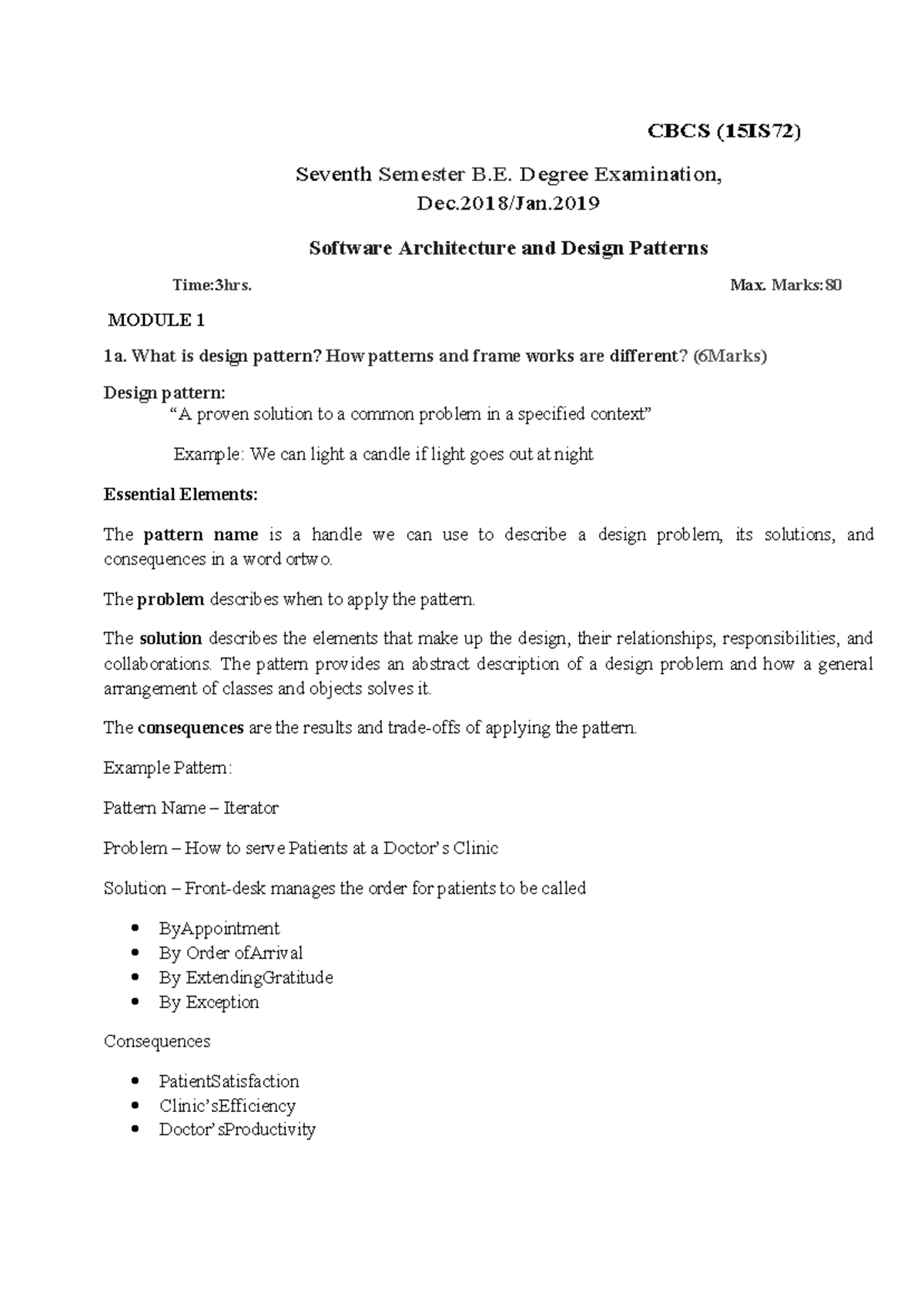 Software Architecture and Design Patterns (17IS72) Exam Solutions Dec ...