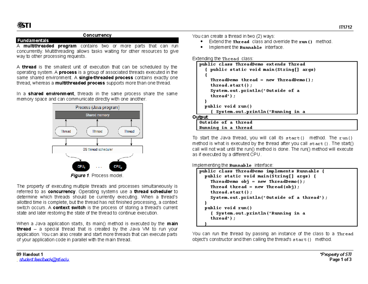 Concurrency PDF - IT 09 Handout 1 student@sti *Property of STI Page 1 ...