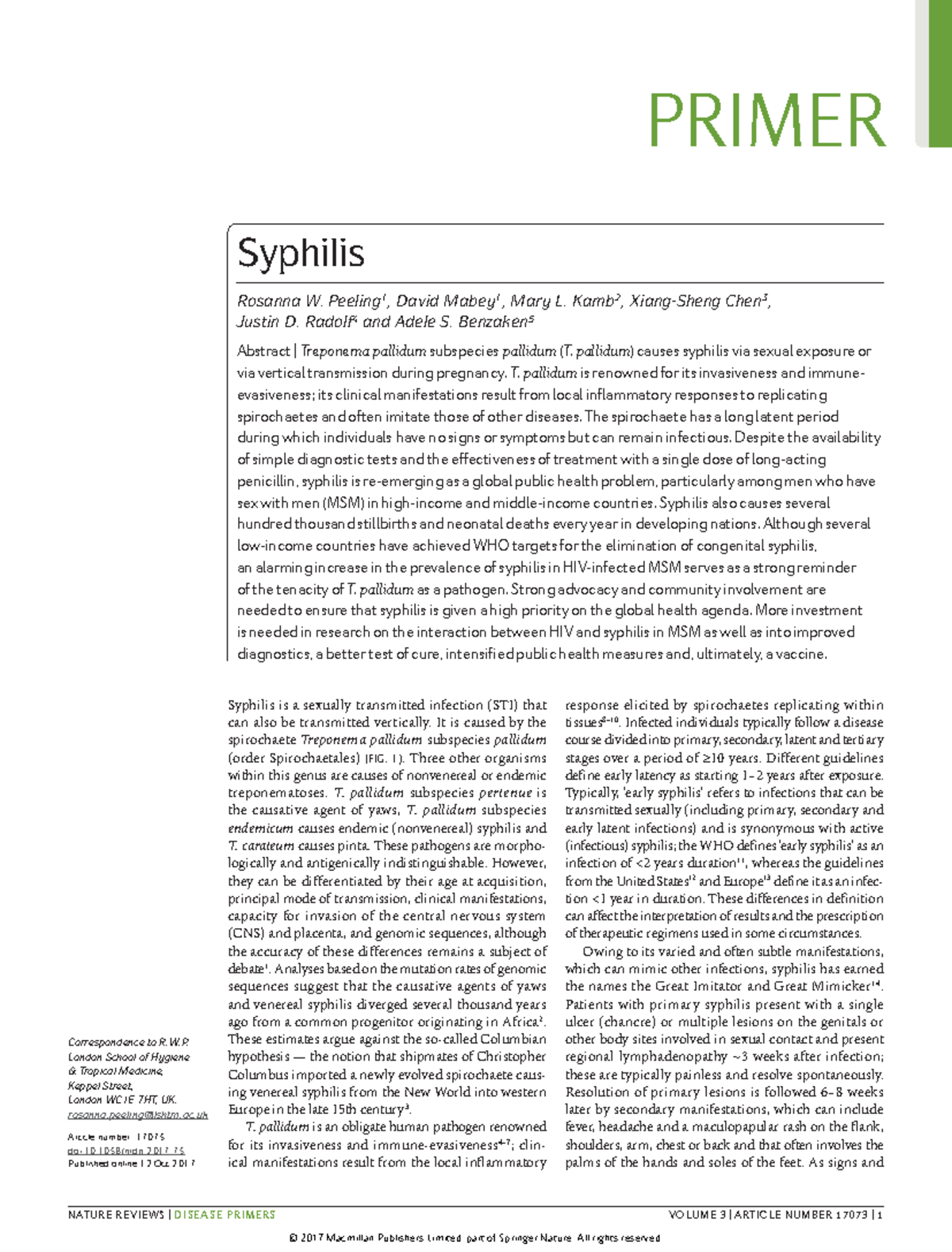 Syphilis: Comprehensive Essay Notes and Insights (Course Code) - Studocu