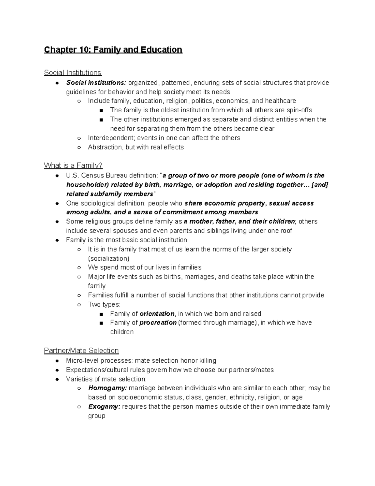 Chapter 10 Family And Education Chapter 10 Family And Education