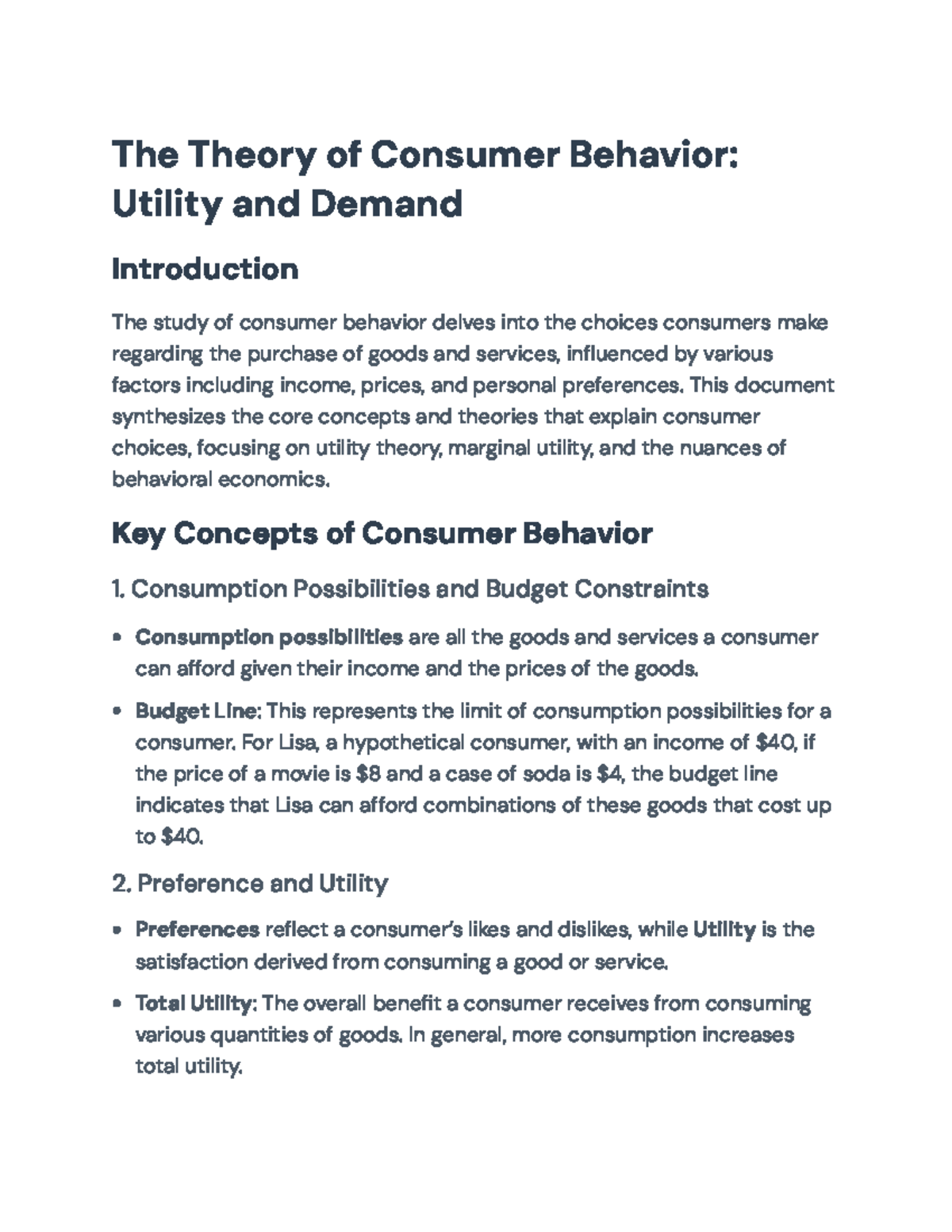 Utility and Demand: The Theory of Consumer Behavior Analysis - The ...