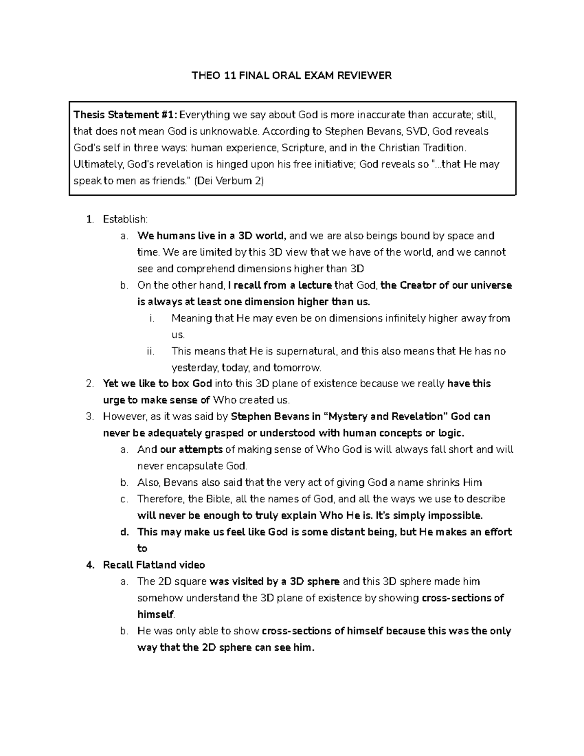THEO 11 Final Oral Exam Study Guide and Key Concepts - Studocu