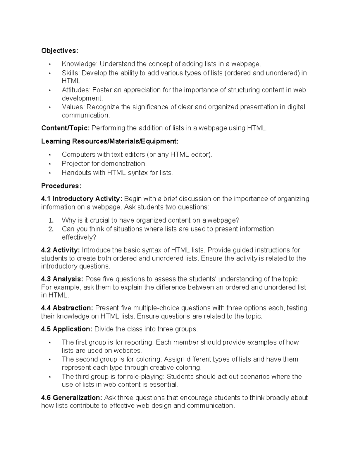 HTML Lists: Understanding, Creating, and Applying in Web Design - Studocu