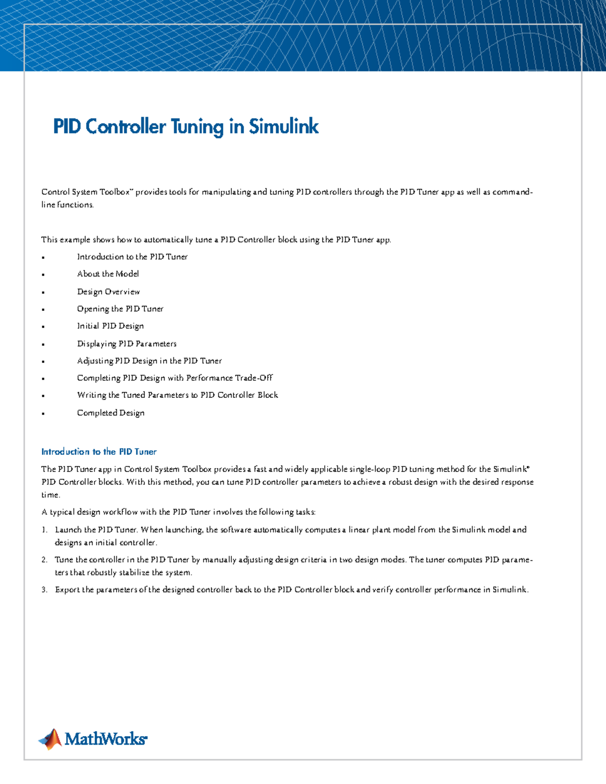 PID Controller Tuning in Simulink - PID Controller Tuning in Simulink ...