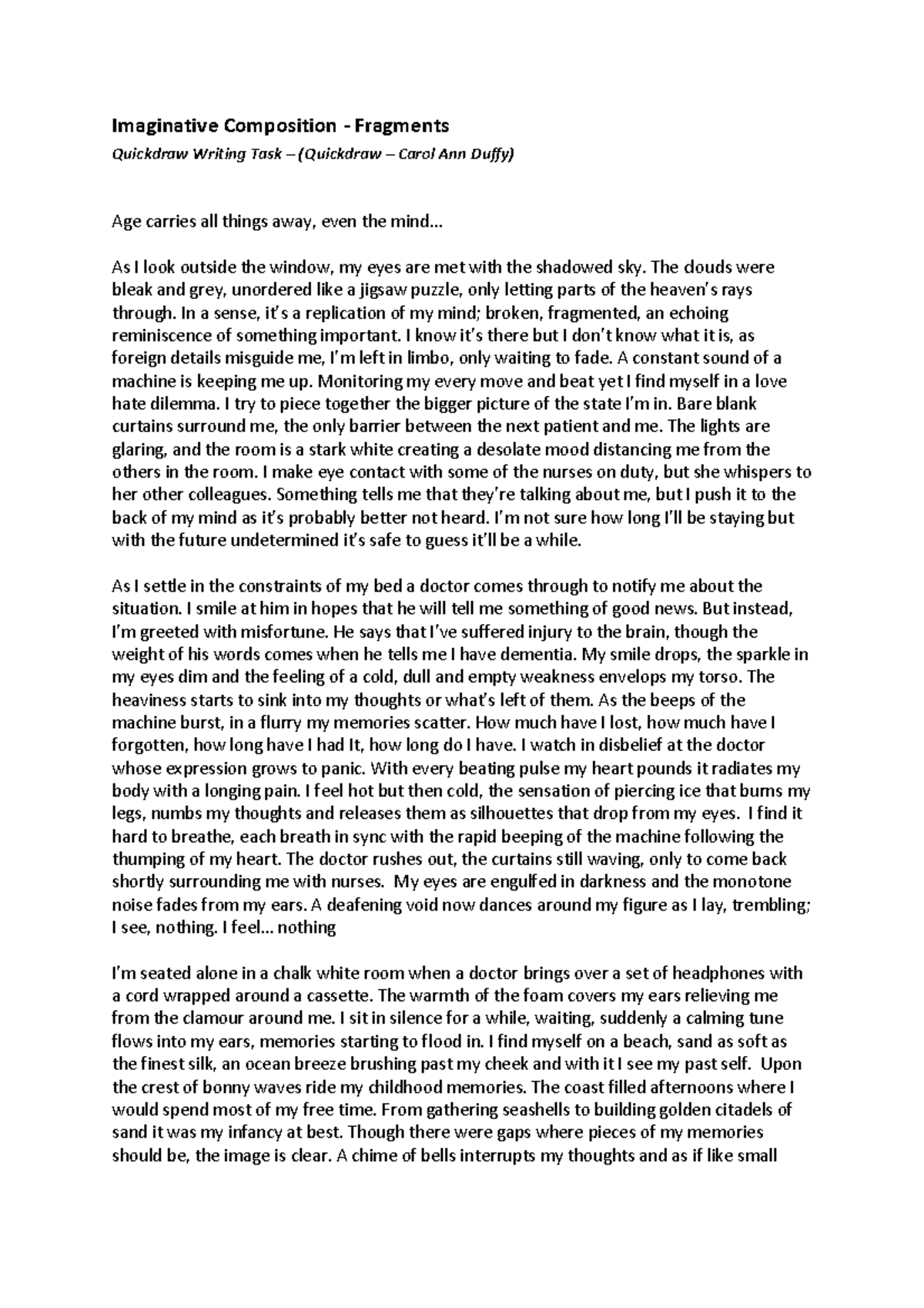 Fragments - Imaginative Composition - Fragments Quickdraw Writing Task ...